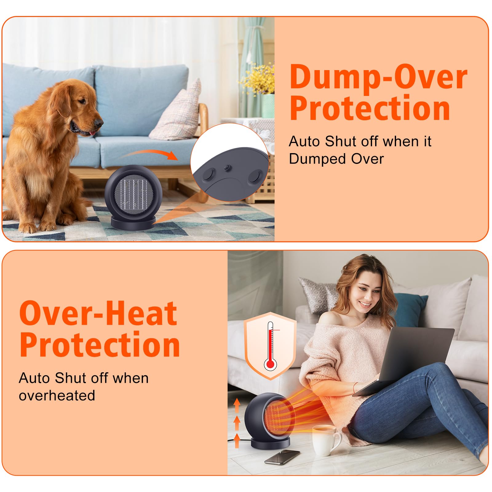 Coolfor Desk Heater,600W Energy Efficient Space Heater For Indoor Use,Ptc Ceramic Fast Heating Electric Desktop Heater For Home