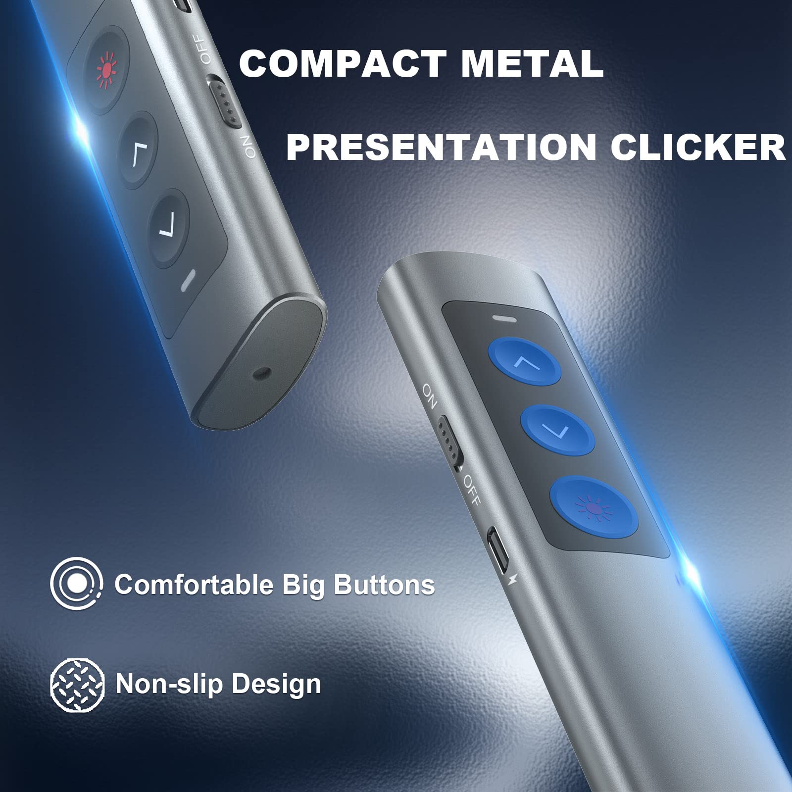 Rechargeable Presentation Clicker For Laptop Powerpoint, Usb A Usb C Presentation Pointer, Wireless Presenter Remote Power Point