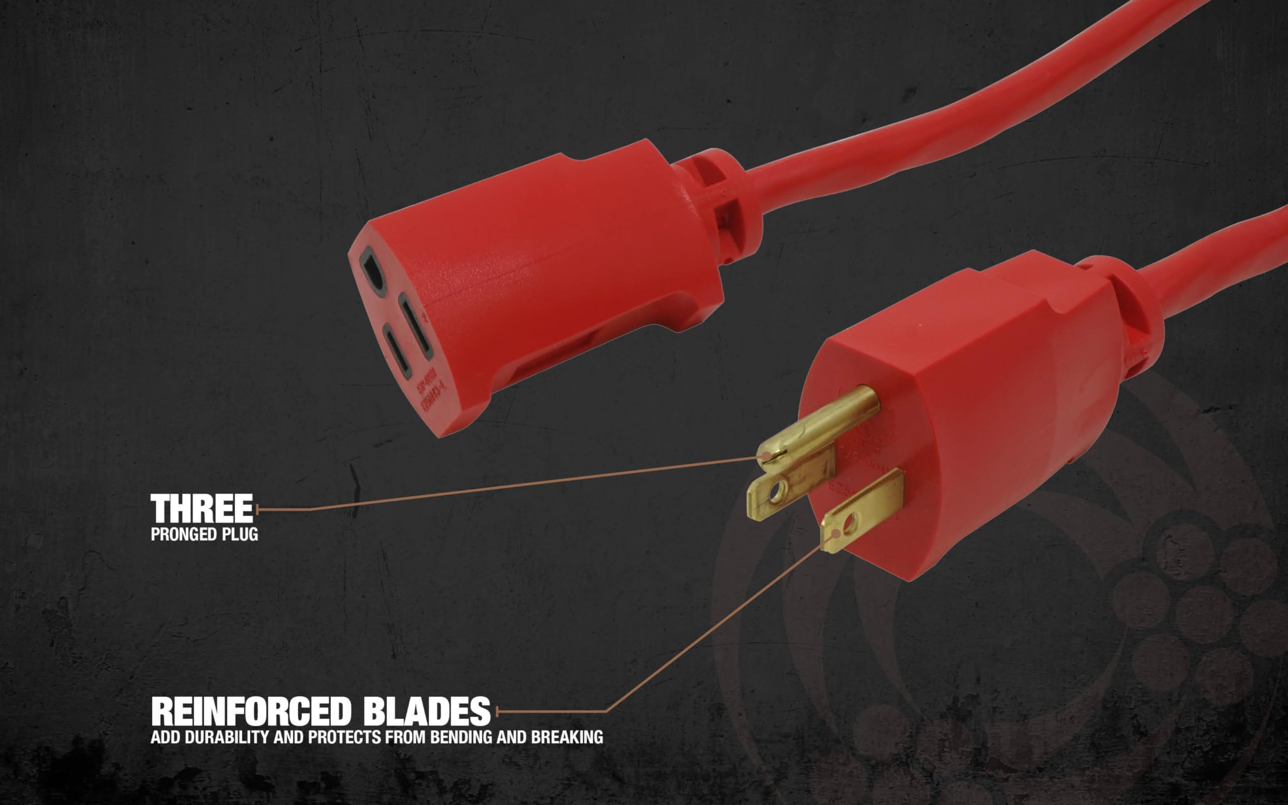 Southwire 2408Sw8804 14/3 Sjtw Ft Vinyl Outdoor All Purpose Extension Cord Waterproof, 50', Red