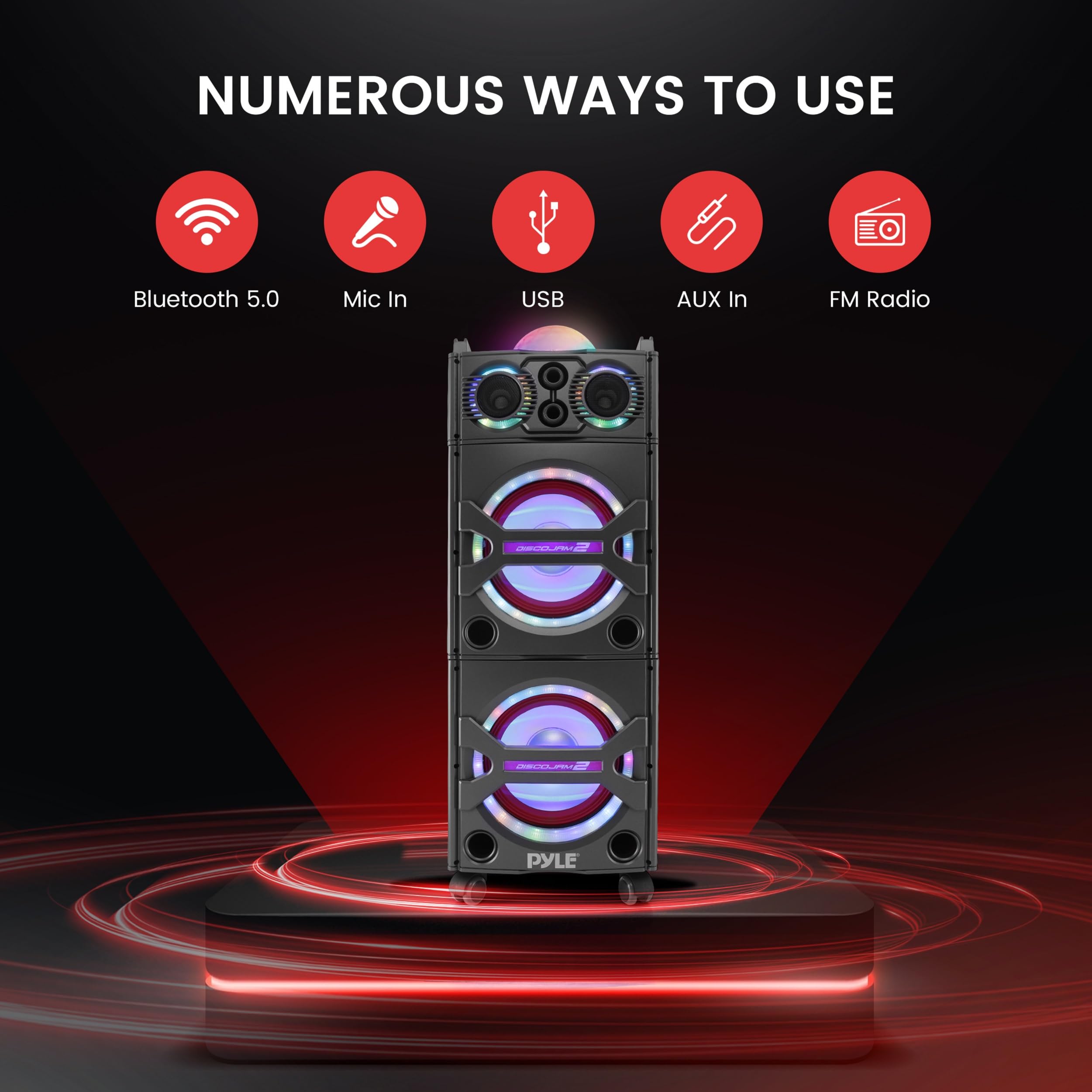 Pyle Portable Bluetooth Pa Speaker System   2000W Active Powered Outdoor Bluetooth Speaker Portable Pa System W/ Microphone In,