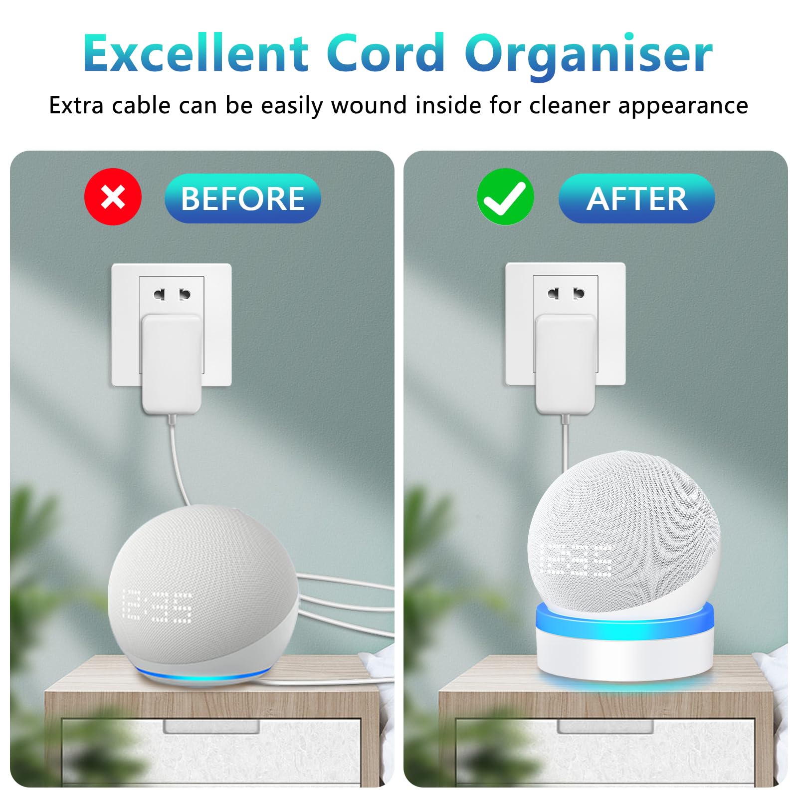 Fuqintop Stand For Echo Dot 4Th/5Th Generation, Table Holder Mount With Light Guide, Enhance Light Effect, Space Saving Dot 4/5