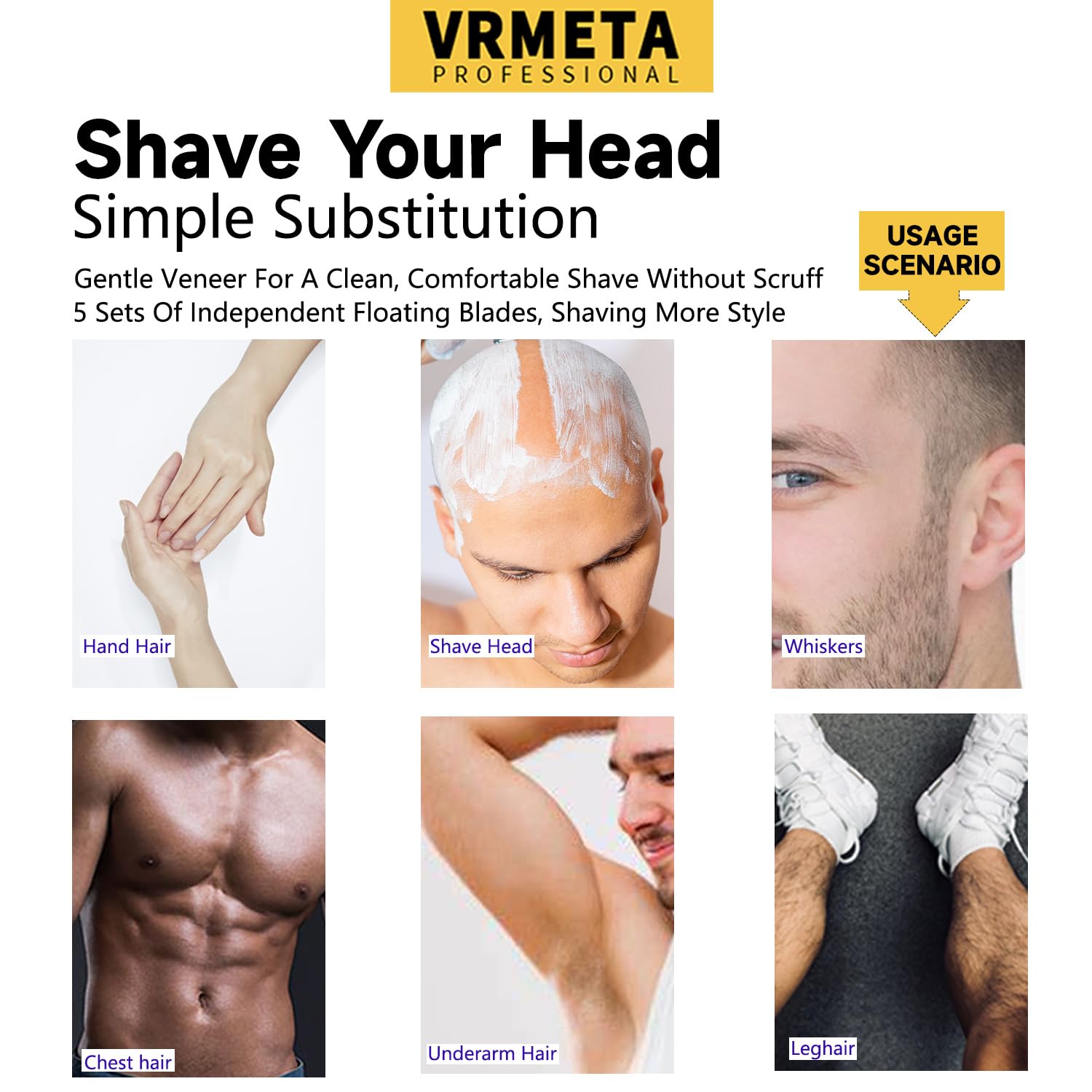 New Upgrade Head Shaver Replacement Heads For Skull Shaver Pitbull Platinum Pro Butterfly Kiss, And Palm Hypo Allergenic Electri