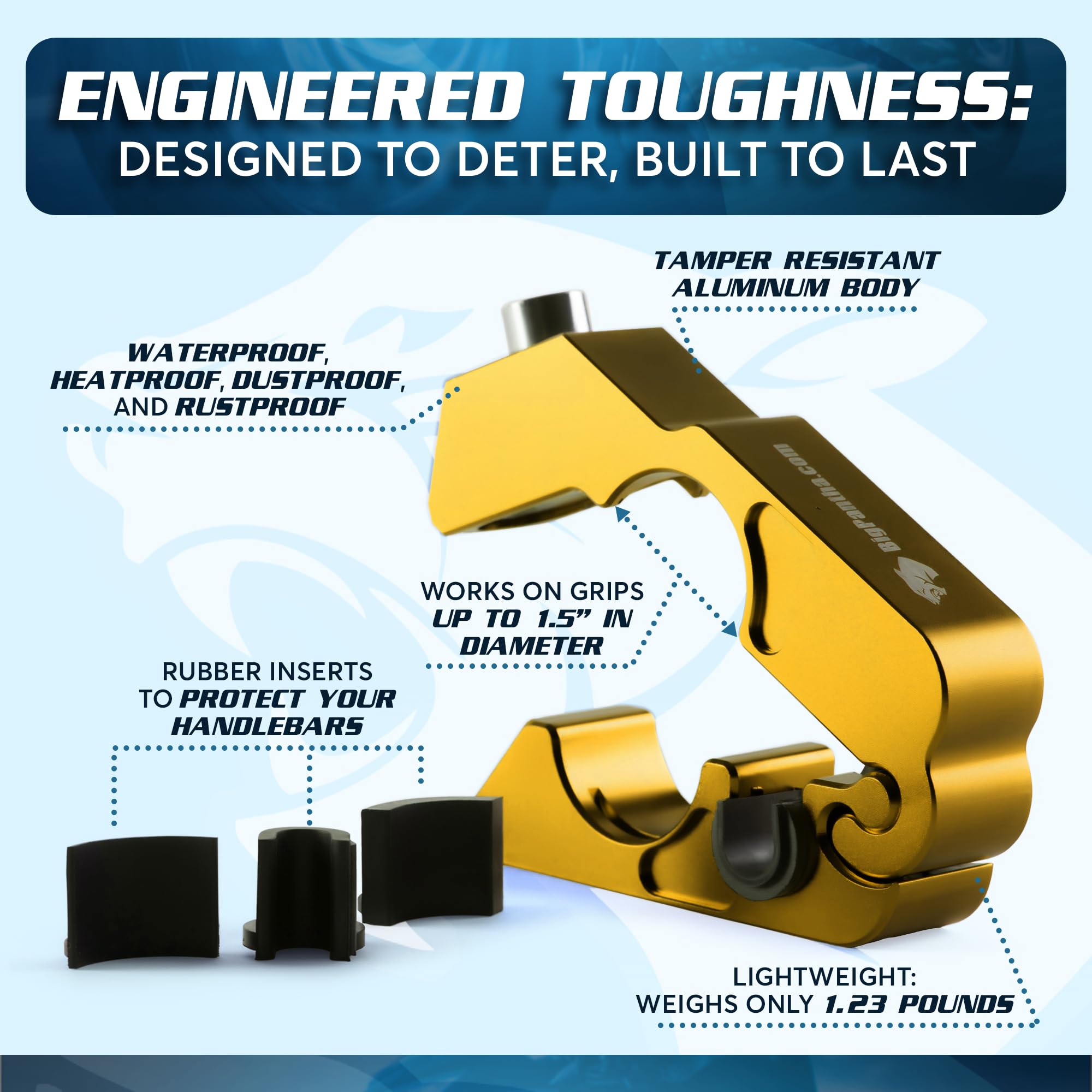 Bigpantha Motorcycle Grip Lock - Heavy Duty Brake/Handlebar/Throttle Security For Bikes, Scooters, Mopeds, Or Atvs In Under 5 Se