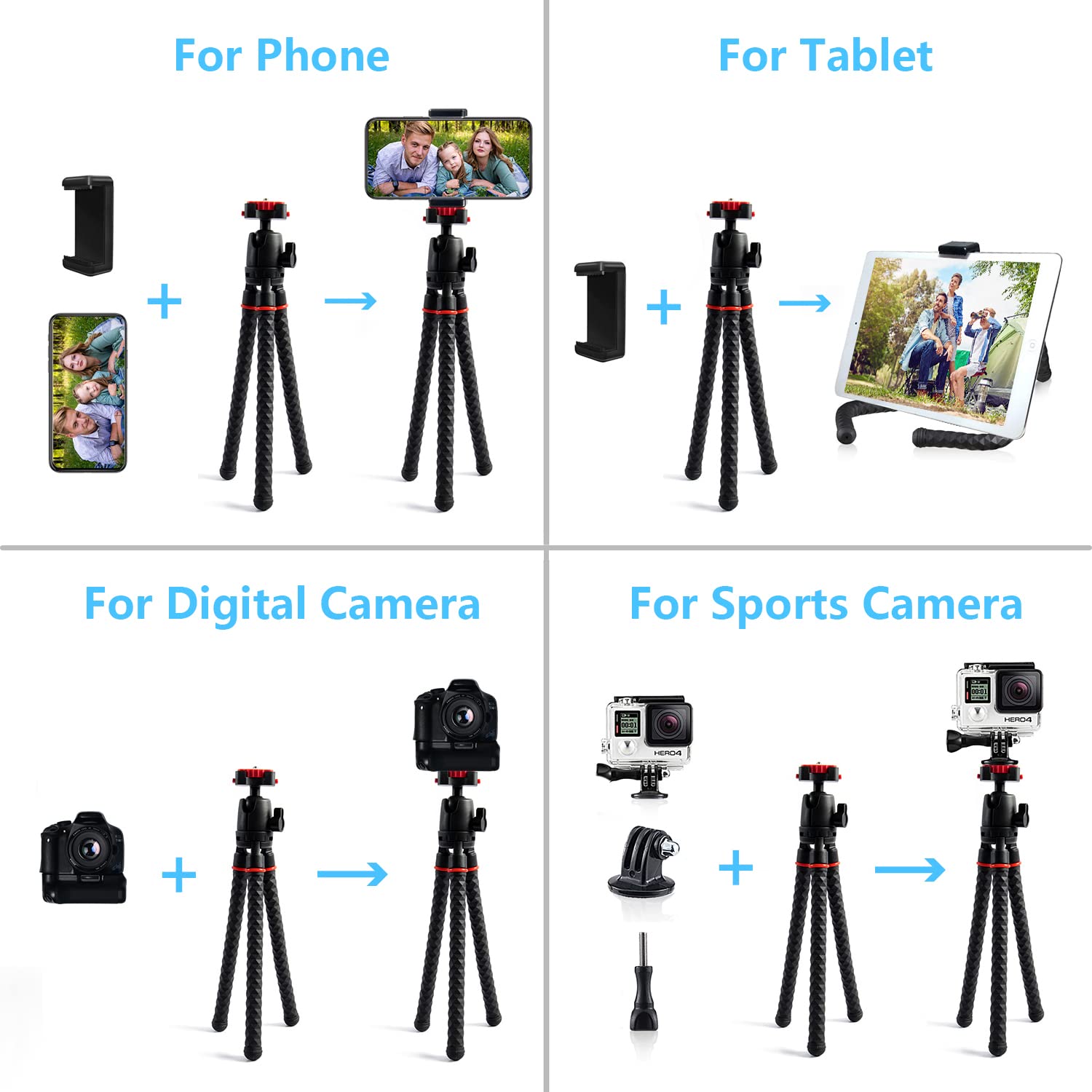 Phone Tripod Linkcool 360 Degree Rotation Flexible Tripod Travel Octopus Tripod For Iphone/Smartphone/Ipad/Dslr/Sports Action Ca