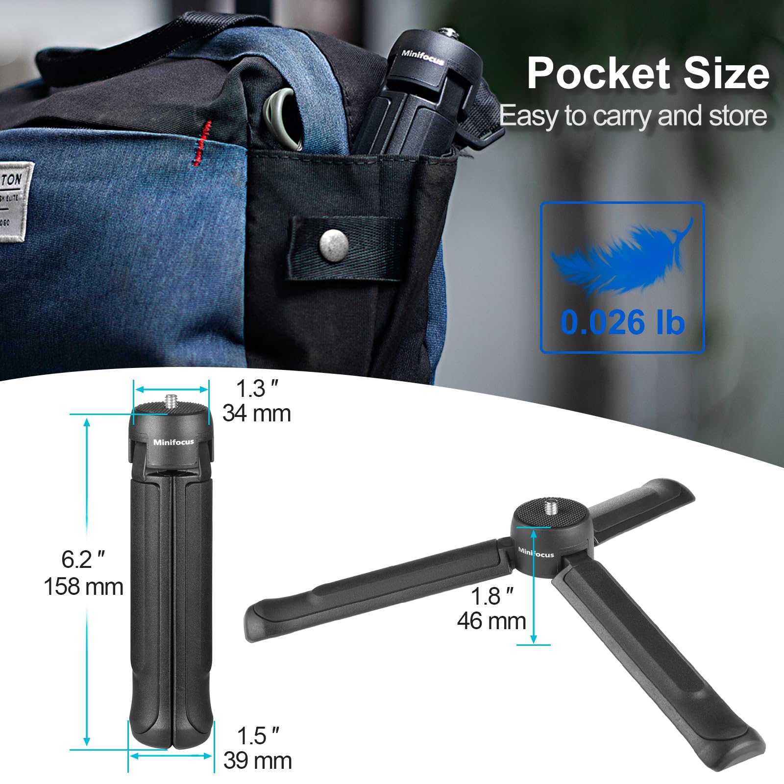 Minifocus Camera Tripod, Desktop Tabletop Stand Compact Tripod With 1/4 Screw, Phone Tripod Stand For Gimbal Stabilizer Webcam P