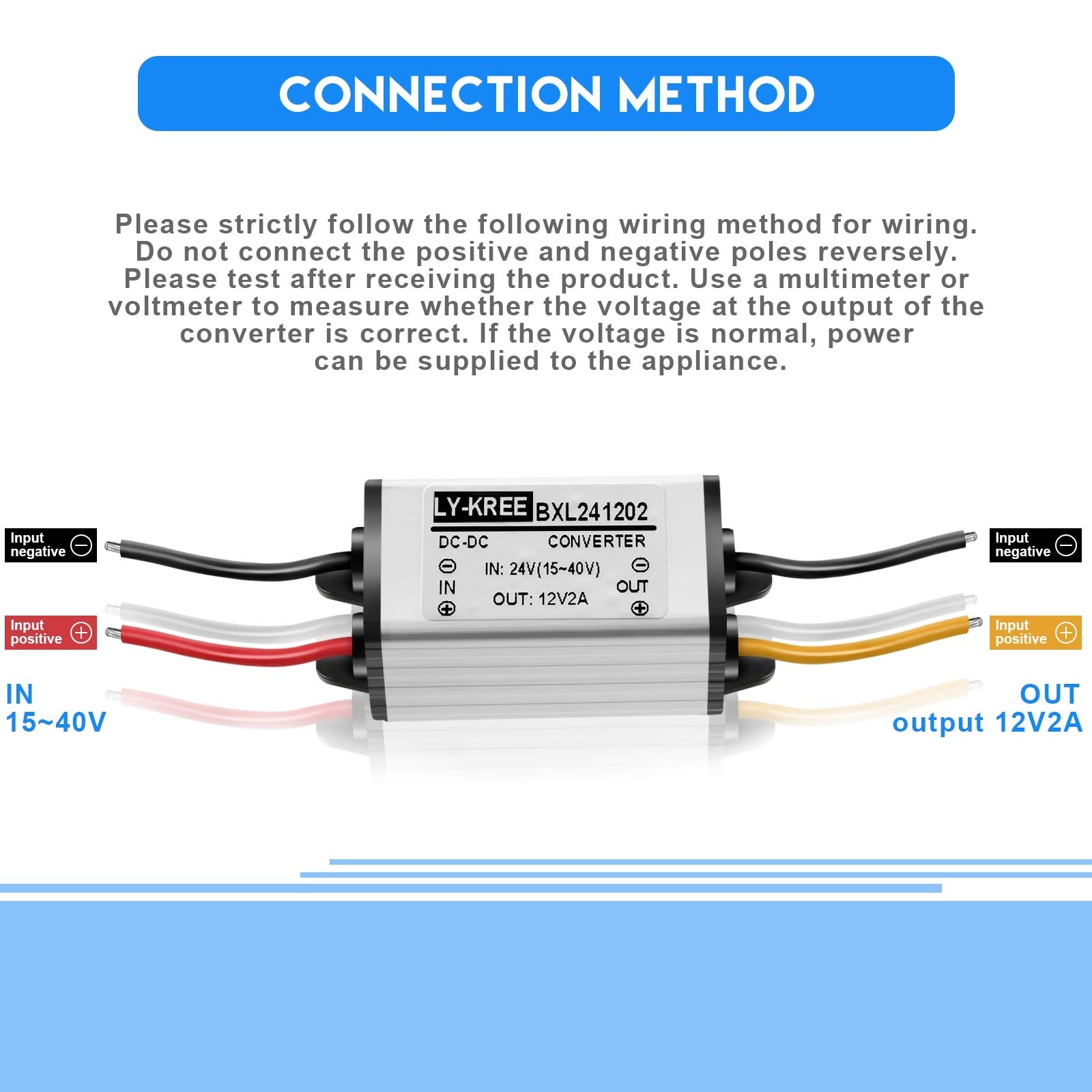 Weewooday 2 Pcs 24V to 12V DC Voltage Reducer Regulator, Waterproof Buck Boost Converter for Golf Carts, Accepts DC 15-40V Inputs