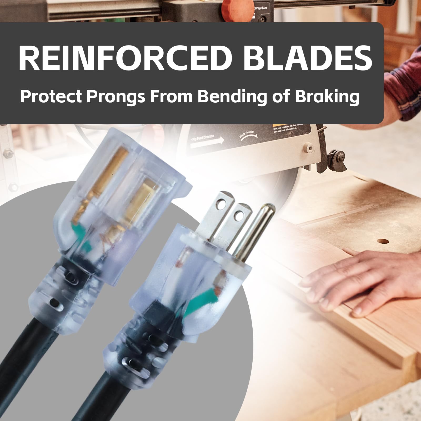 Ultra Explorer Indoor Extension Cord Waterproof 6 Ft, 12 Gauge Heavy Duty Black Extension Cord Sjtw, Flexible Cold Resistant 3 P