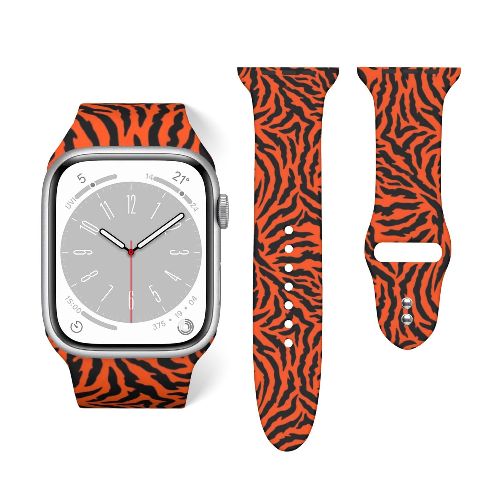 Replacement Band Compatible with Apple Watch, Silicone Wristband for Series 10 9 8 7 6 5 4 3 2 1 Animal Print Tiger Stripe