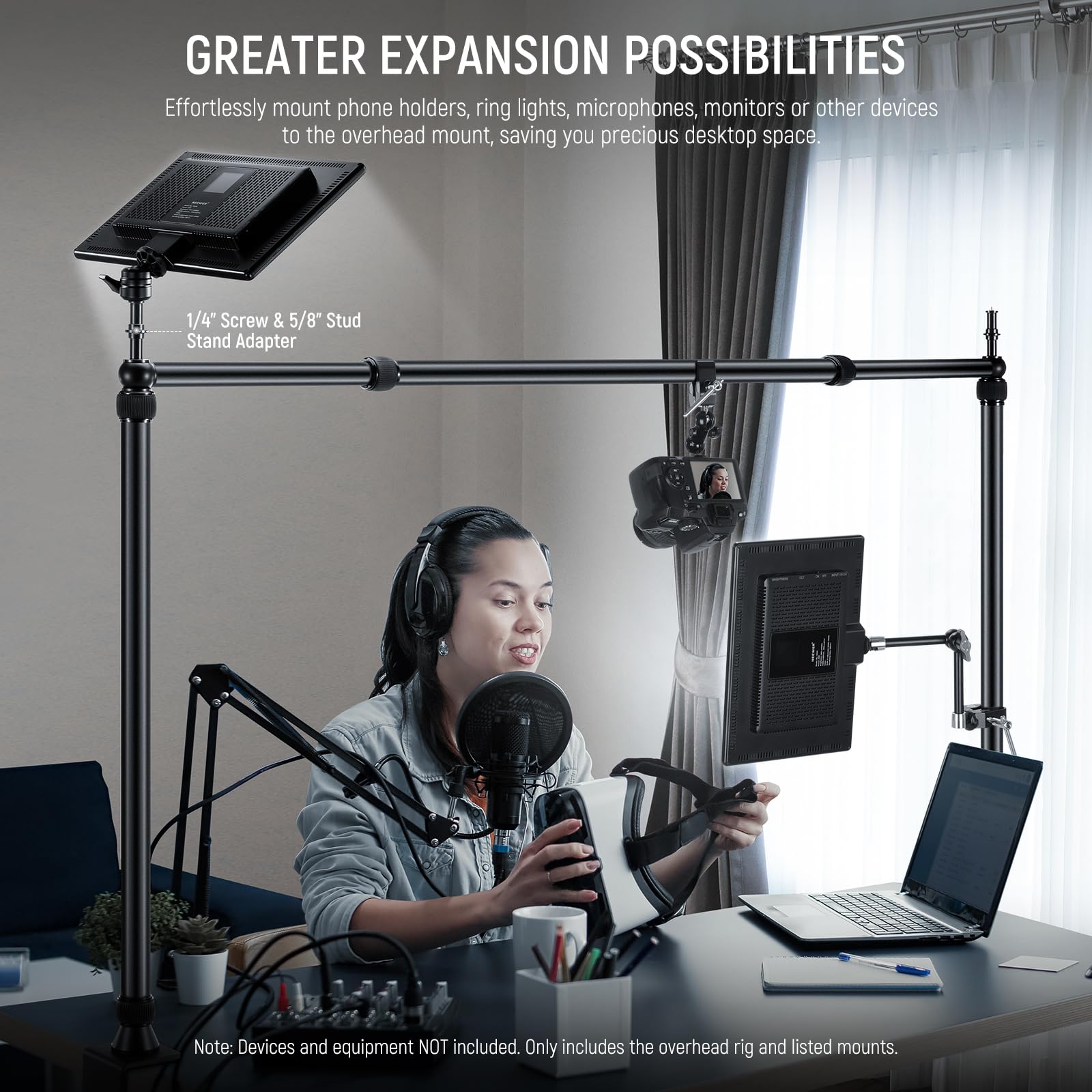 Neewer Overhead Camera Mount Rig With 2 Ball Heads, Super Clamp/Mobile Phone Holder/Camera Desk Mount, Multi Device Mount, Platf