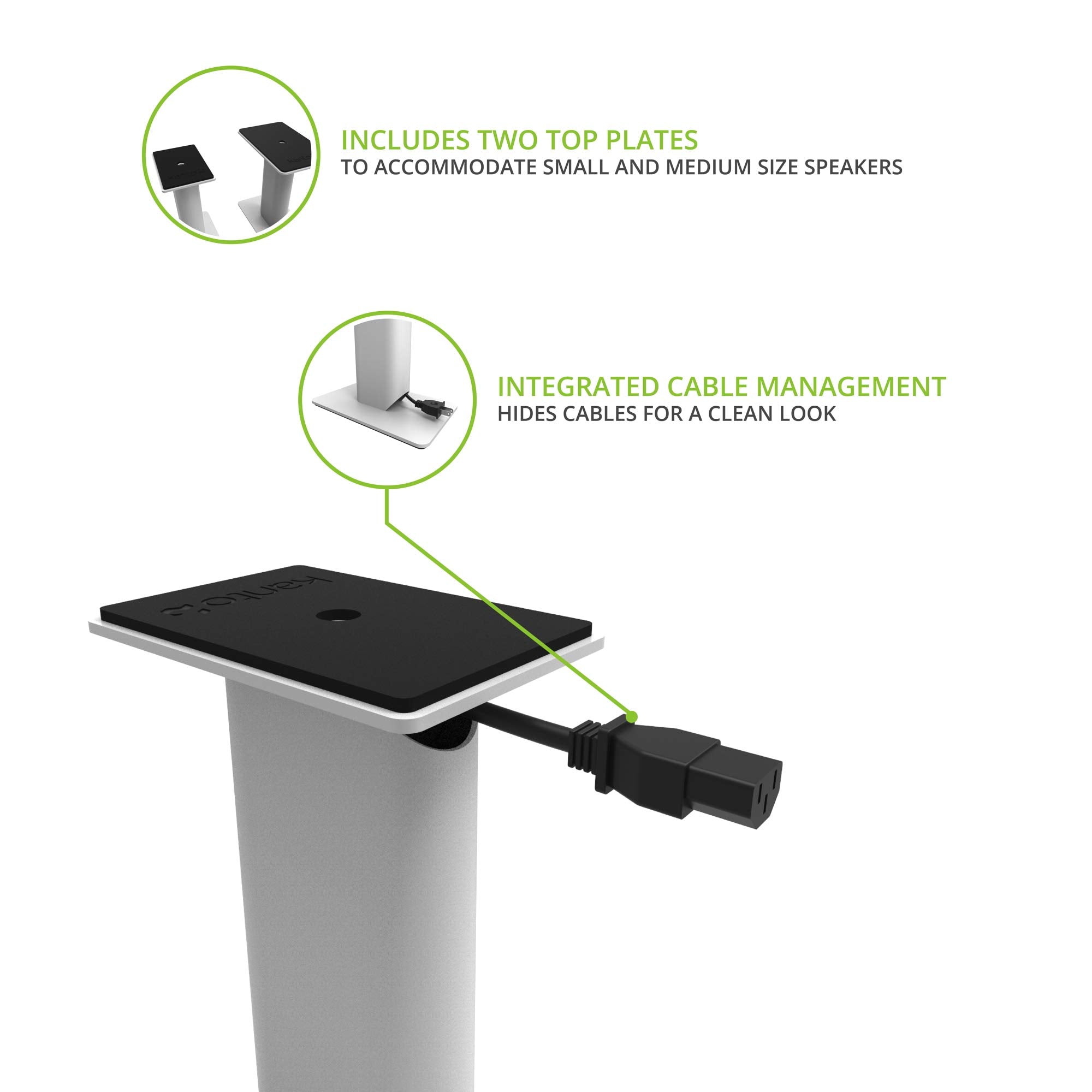 Kanto Sp9W Desktop Speaker Stands For Small/Medium Bookshelf Speakers & Compact/Mid Size 2    4    Studio Monitors | 8.3'' Tall