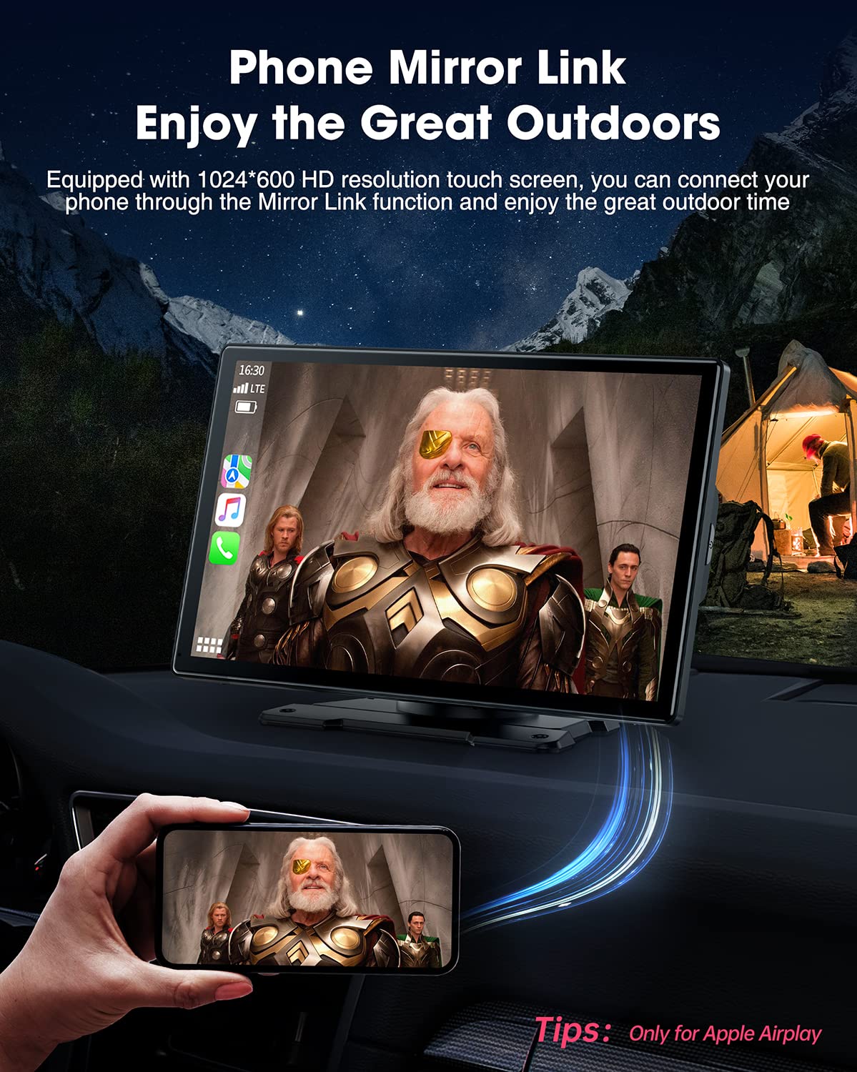 Lamtto 9 Inch Wireless Car Stereo With Apple Carplay & Android Auto,Portable Touch Screen Gps Navigation For Car,Car Audio Recei