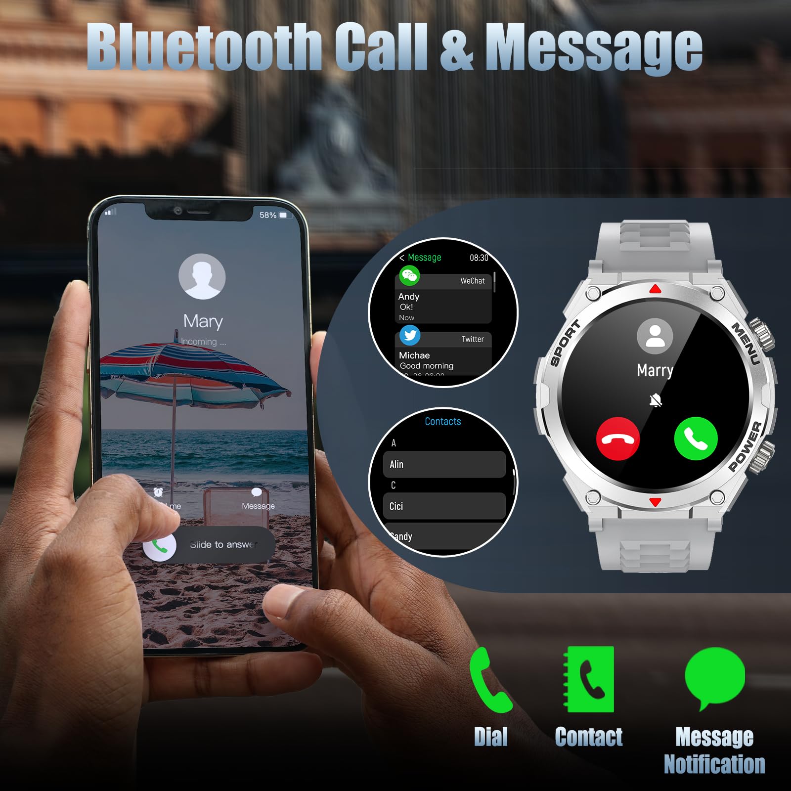 Jdcrsj Military Smart Watch, 1.52-Inch Smartwatch With Text And Call, Heart Rate, Blood Oxygen, And Activity Trackers - Compatib