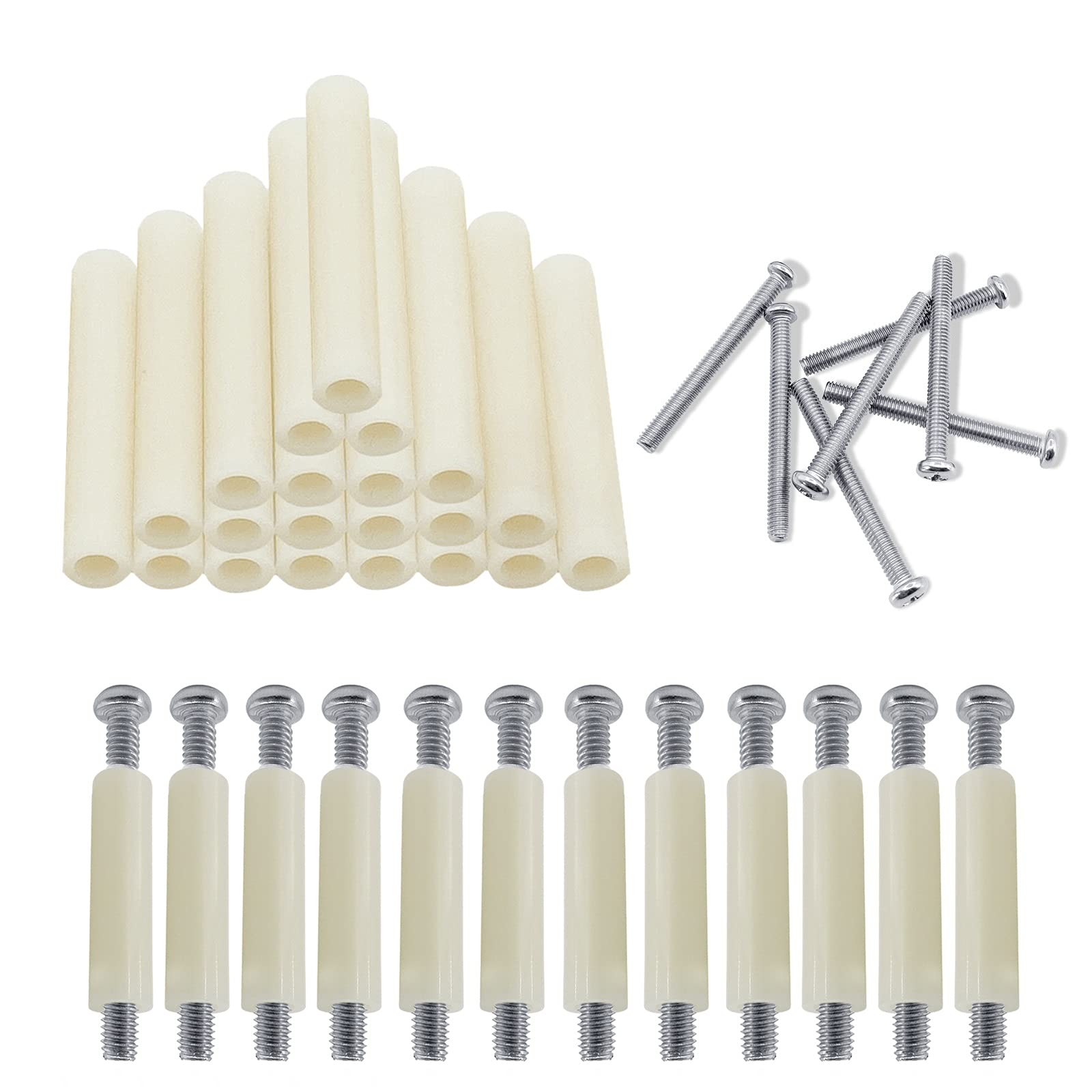 64Pcs Electrical Outlet Box Extender Kit Includes 32P Outlet Spacers 32P 1 1/2 Inch 6 32 Thread Flat Head Device Mounting Electr