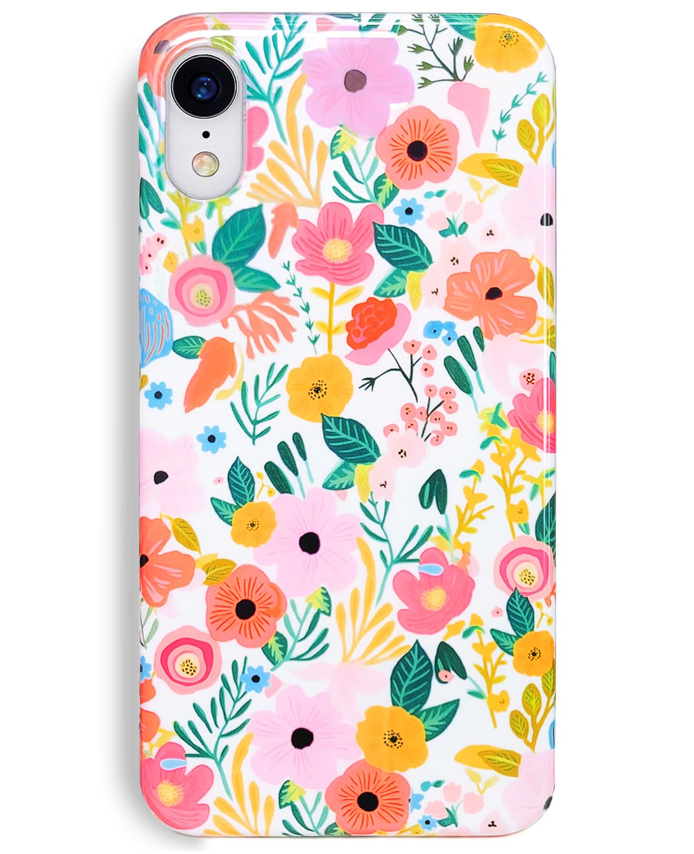J.west iPhone XR Case 6.1, Soft Shockproof Cute Floral Phone Protective Cover for Women, Garden Flower Pattern Design Slim Fit A