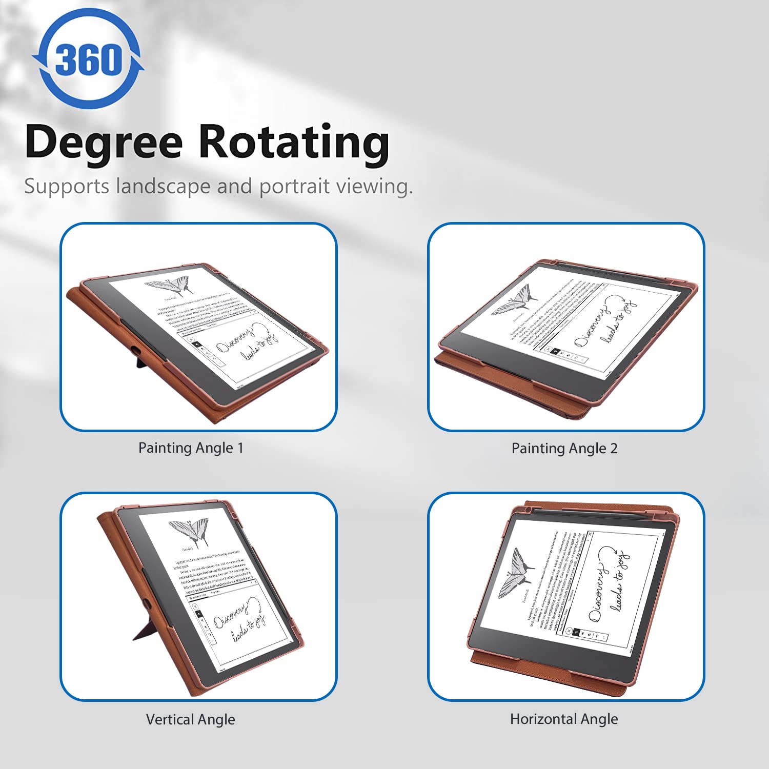 E Net Case Case For Kindle Scribe, Multi Viewing 360 Degree Rotating Cover For Kindle Scribe 10.2 Inch With Stand, Auto Sleep/Wa