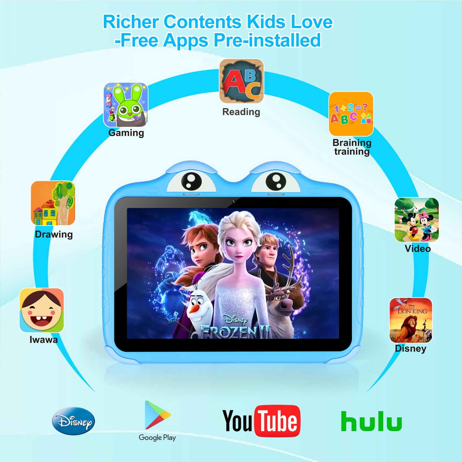 Kids Tablet 10.1 Inches Tablet For Kids, Android 11 64Gb Tablets For Kids With Case, Google Play, Youtube, Dual Camera, Wifi, Bl