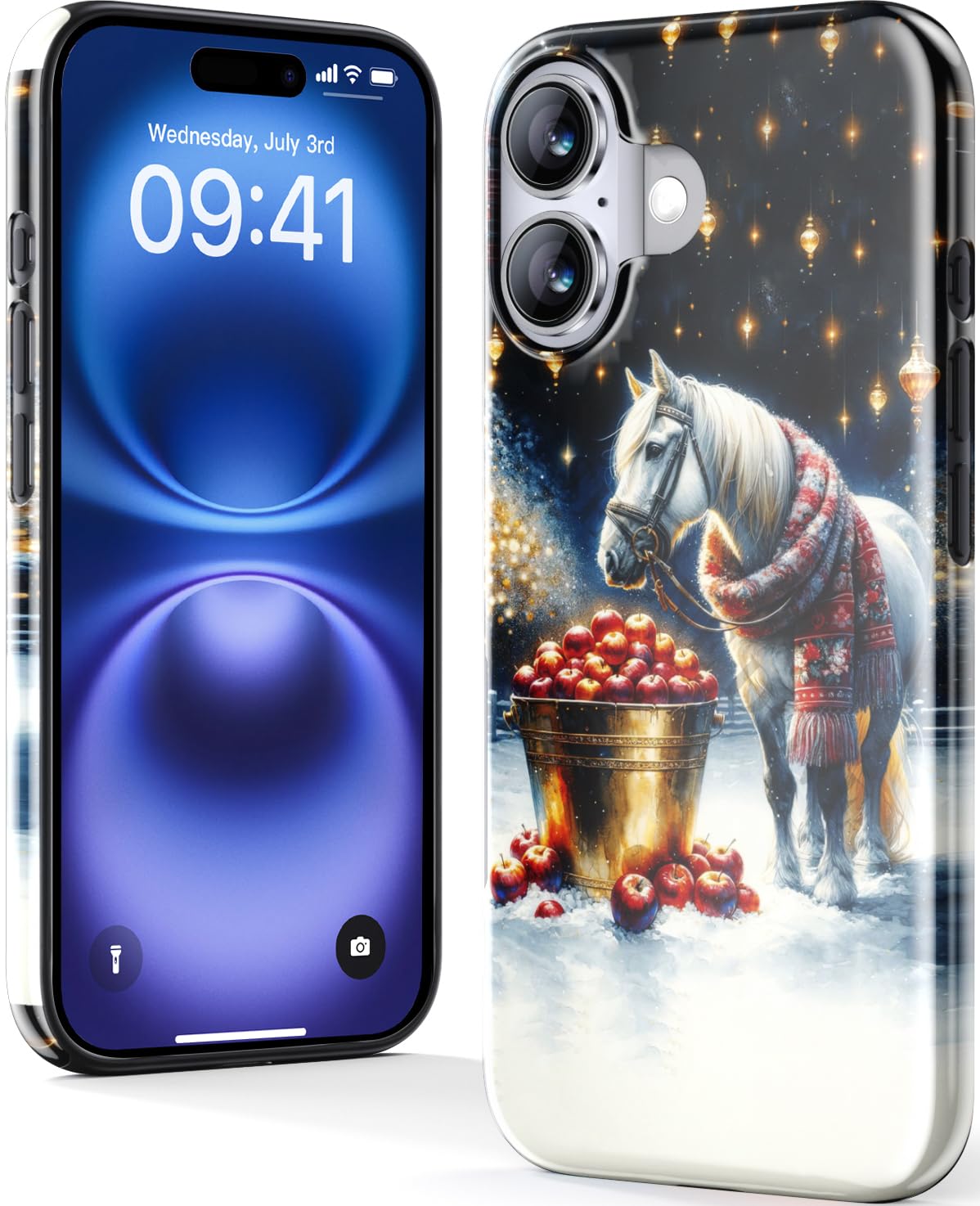 Dorismax Christmas Phone Case For Iphone 16 - Wireless Charging Compatible - Dual-Layer Hard Shell + Silicone Cover - Protective