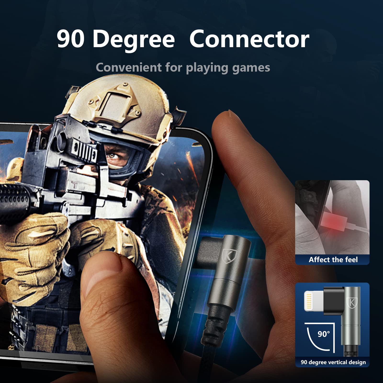 90 Degree Iphone Charger 6Ft, [Apple Mfi Certified] 3Pack Fast Charging Cables Cord,6Feet Right Angle Nylon Braided Usb Lightning Cable For Iphone 14/13/12/11/Pro/Max/Mini/X/Plus/8/7/6/5S/Plus/Ipad