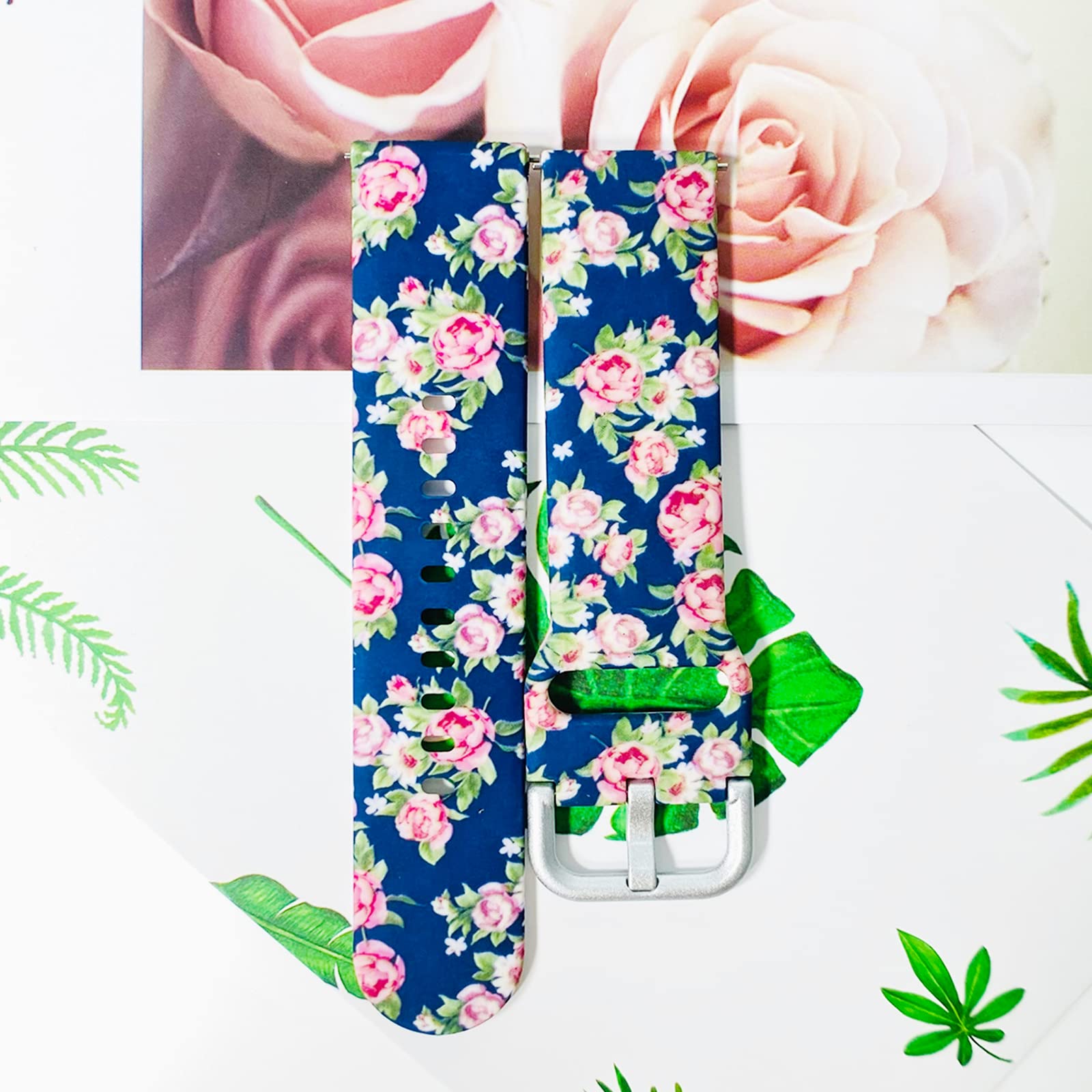 Xingmaly Bands Compatible With Amazfit Bip 5 Smart Watch Bands Women Girl, Soft Silicone Pattern Floral Strap Bands For Amazfit