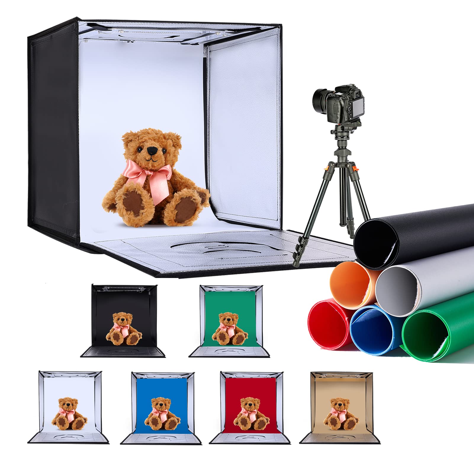 Zkeezm Light Box Photography 24''X24'' With 120Led Lights And 6 Color Backdrops Photo Box With Lights, Foldable Light Box With A