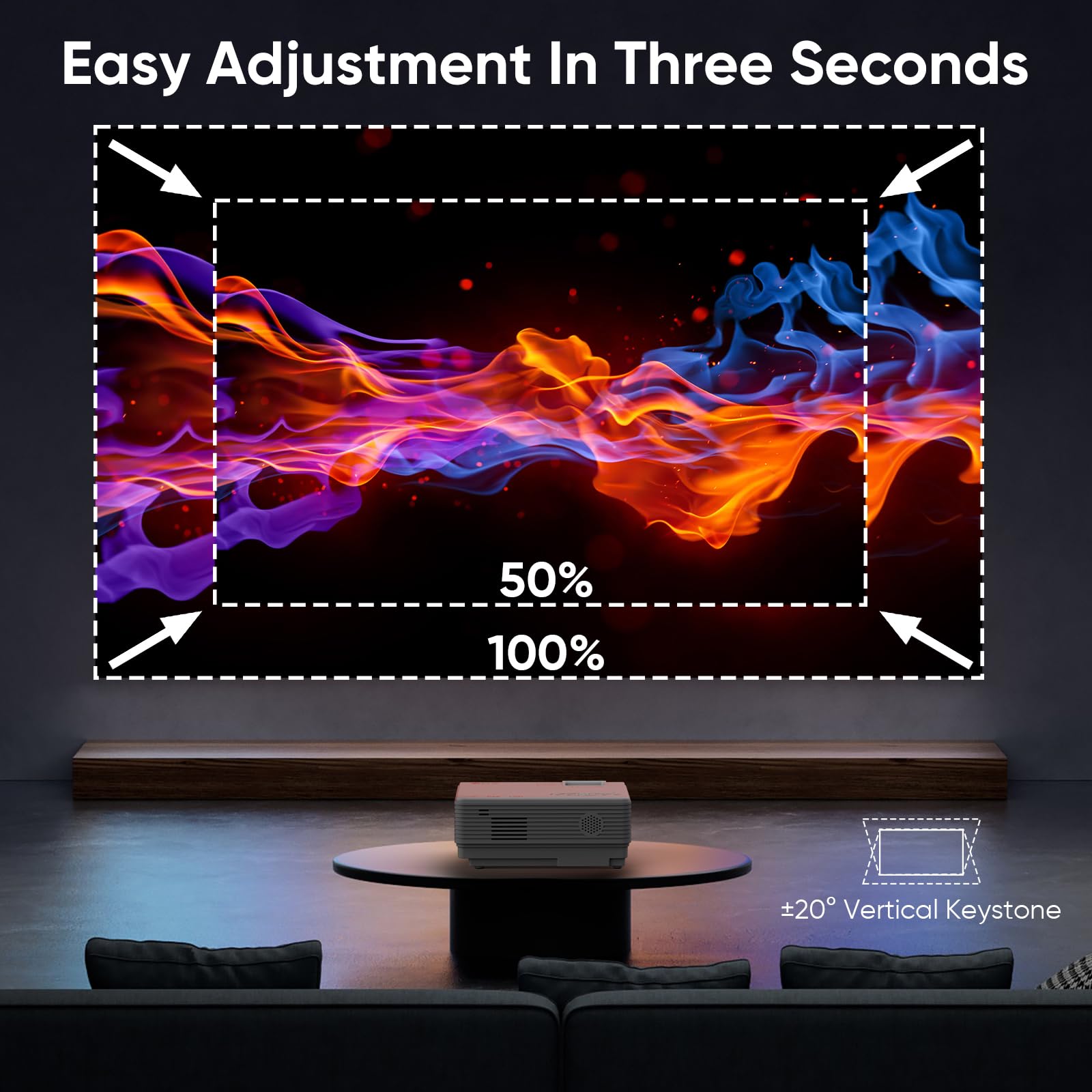 Projector With Wifi And Bluetooth, 2024 Upgrade Outdoor Projector, Mini Movie Projector Supports 1080P Synchronize Smartphone Sc