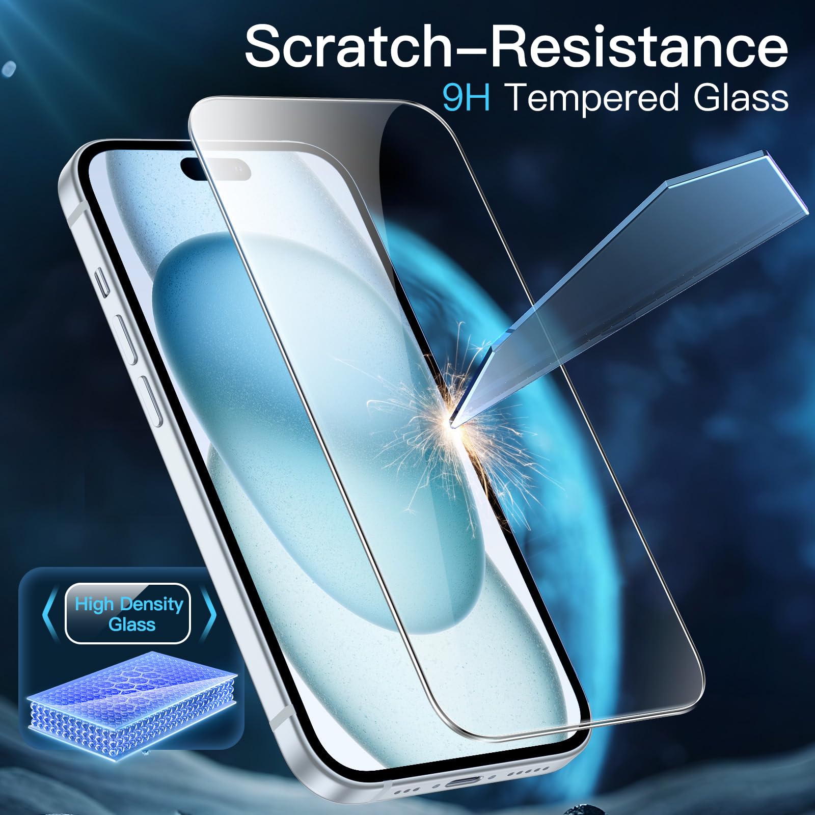 Jetech Screen Protector For Iphone 15 Plus 6.7 Inch, Bubble Free, Tempered Glass Film With Easy Installation Tool, Case Friendly