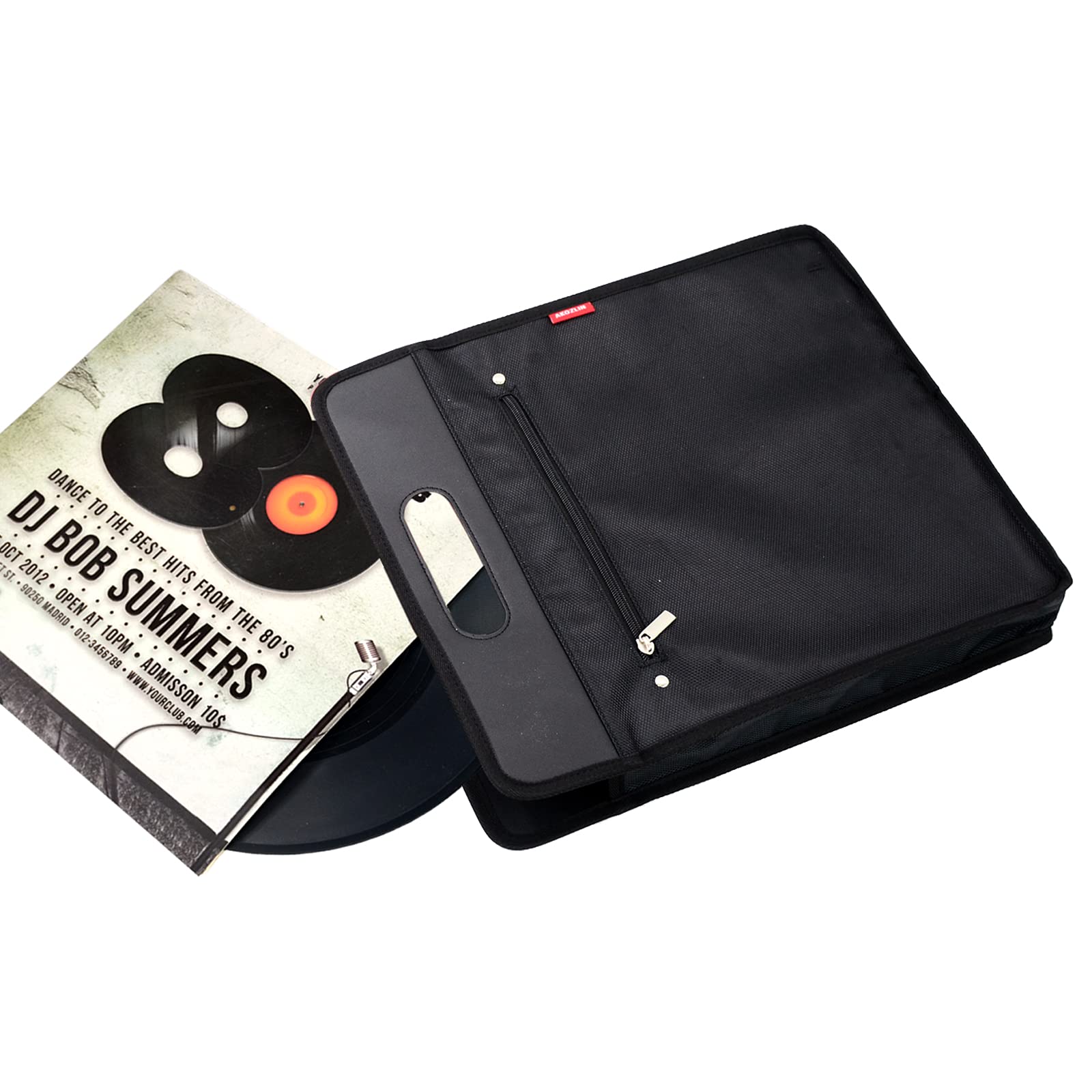 Akozlin Vinyl Record Travel Carrying Bag,Lp Records Durable Vinyl Albums Case For Most 7'' 10'' 12'' Lp
