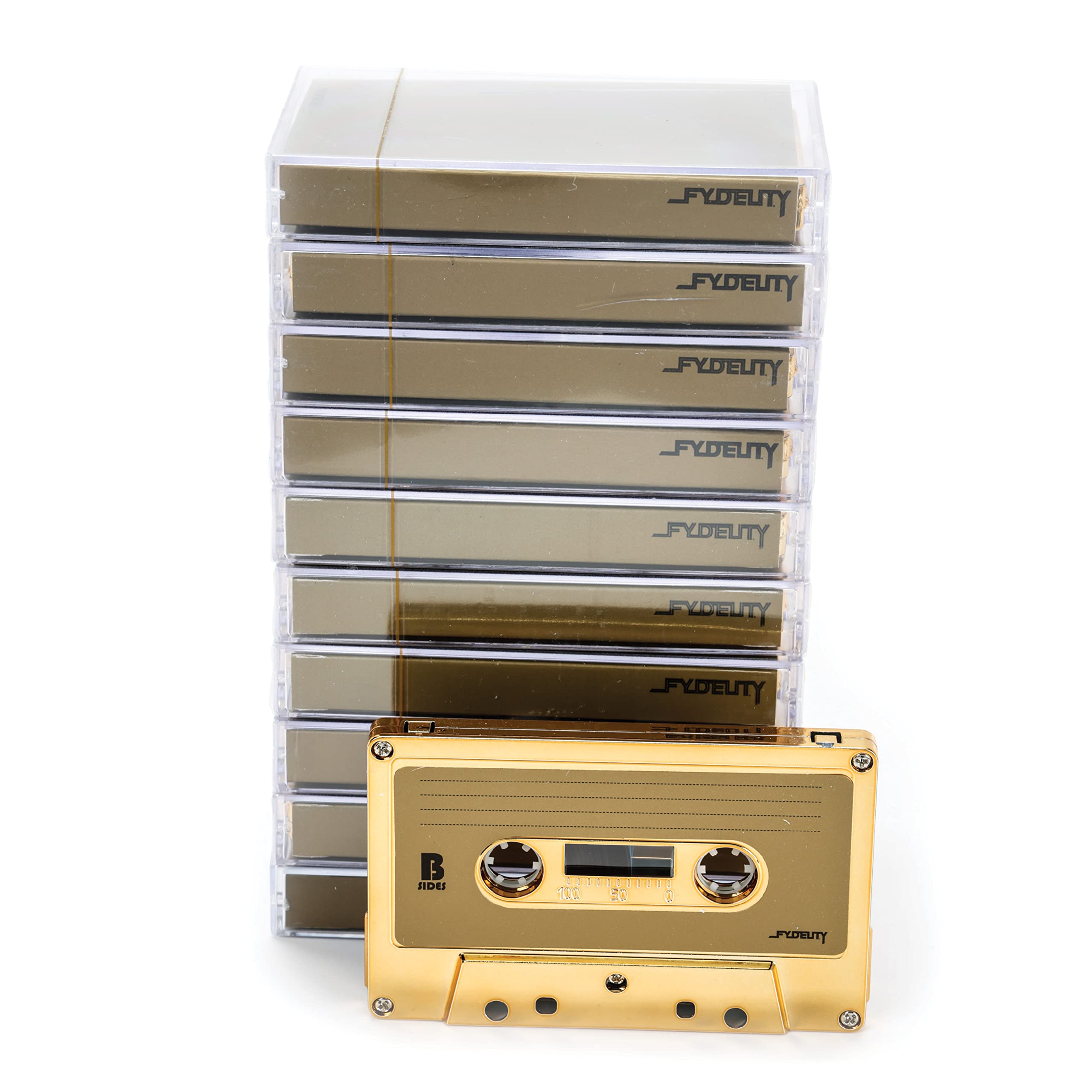 Fydelity 10-Piece Blank Cassette Tape Storage Set - Features 60 Minutes Clear Tape Cassette Storage for Recording Blank Audio - 