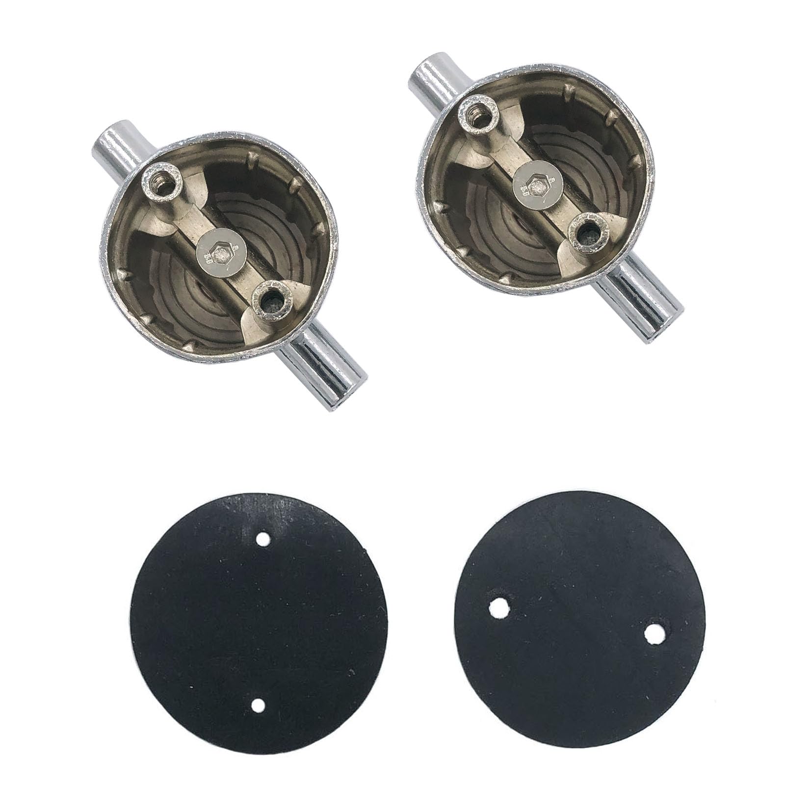 Tuoren 2Pcs Double End Tom Drum Lugs With Screws Rubber Gaskets, Metal Tom Snare Drum Lugs Replacement Parts Drum Set Hardware A