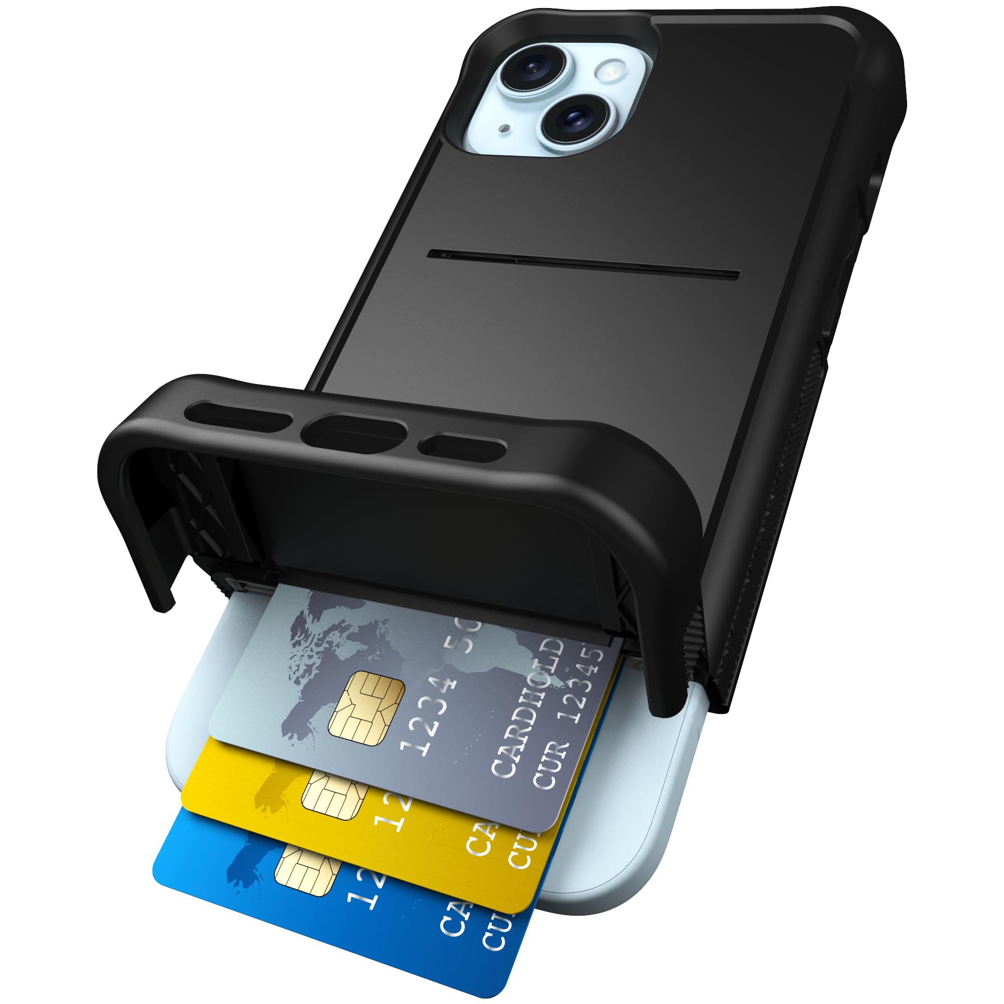 Scooch for iPhone 15 Plus/14 Plus Case with Card Holder, Wingmate Wallet Case with Hidden Card Slot and RFID Protection for up t