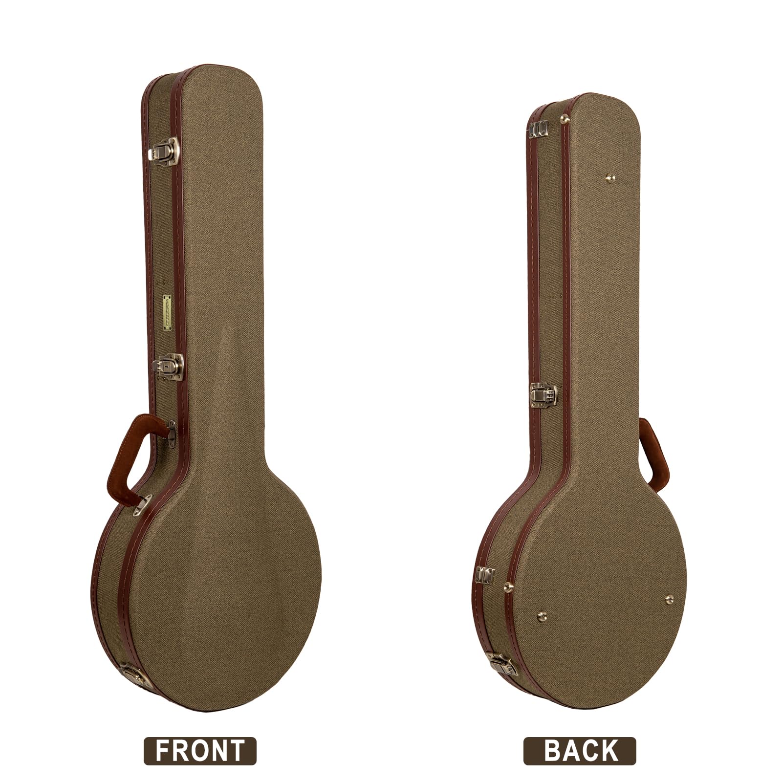 Crossrock Master Series Openback Banjo Case | Olive Green Tweed Exterior, Re-Engineered Wooden Shell, Leather Handle & Forest Gr