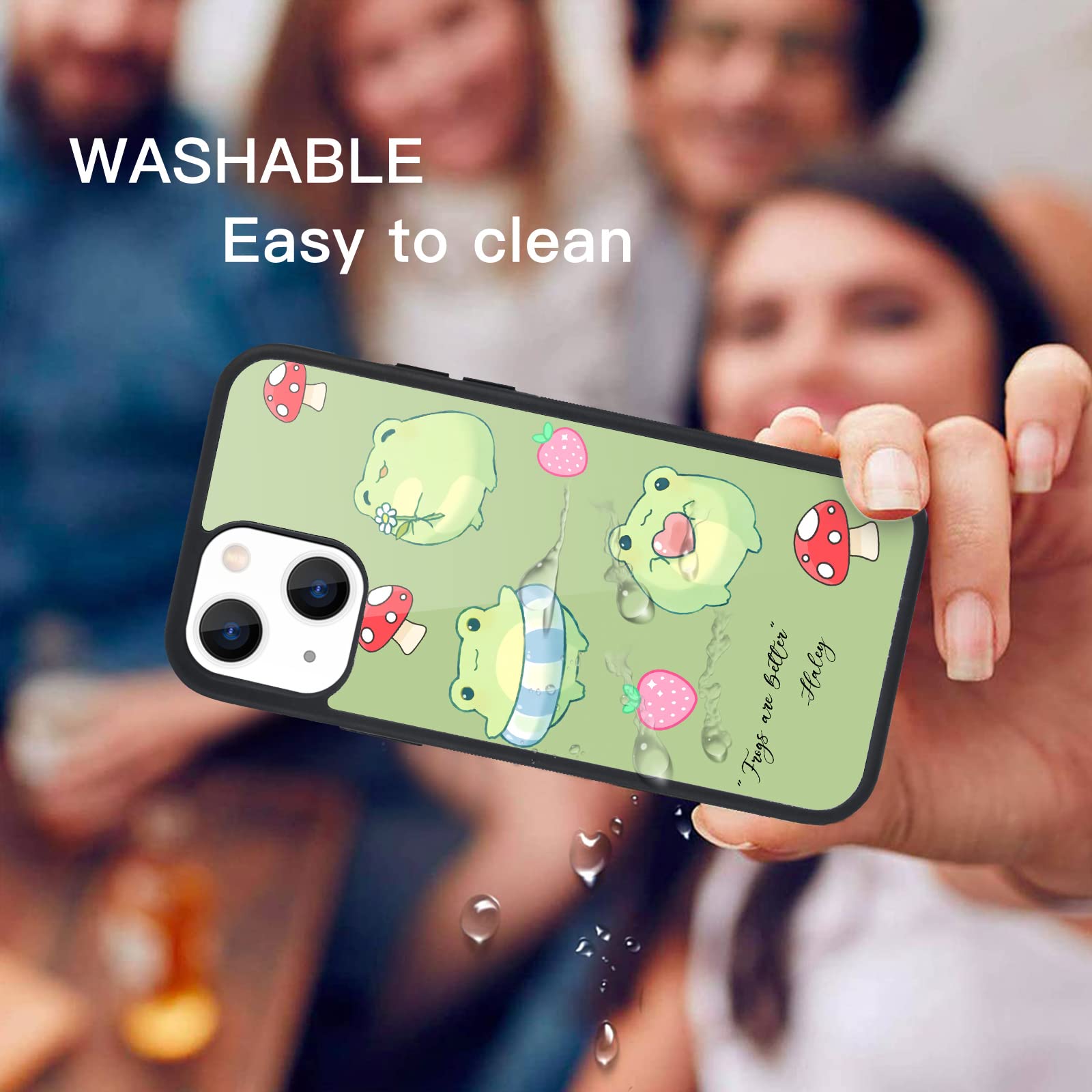 Maycari Compatible With Iphone 13 Case For Children Women Frog Strawberry Mushroom Design, Hard Back With Cute Animal Pattern So