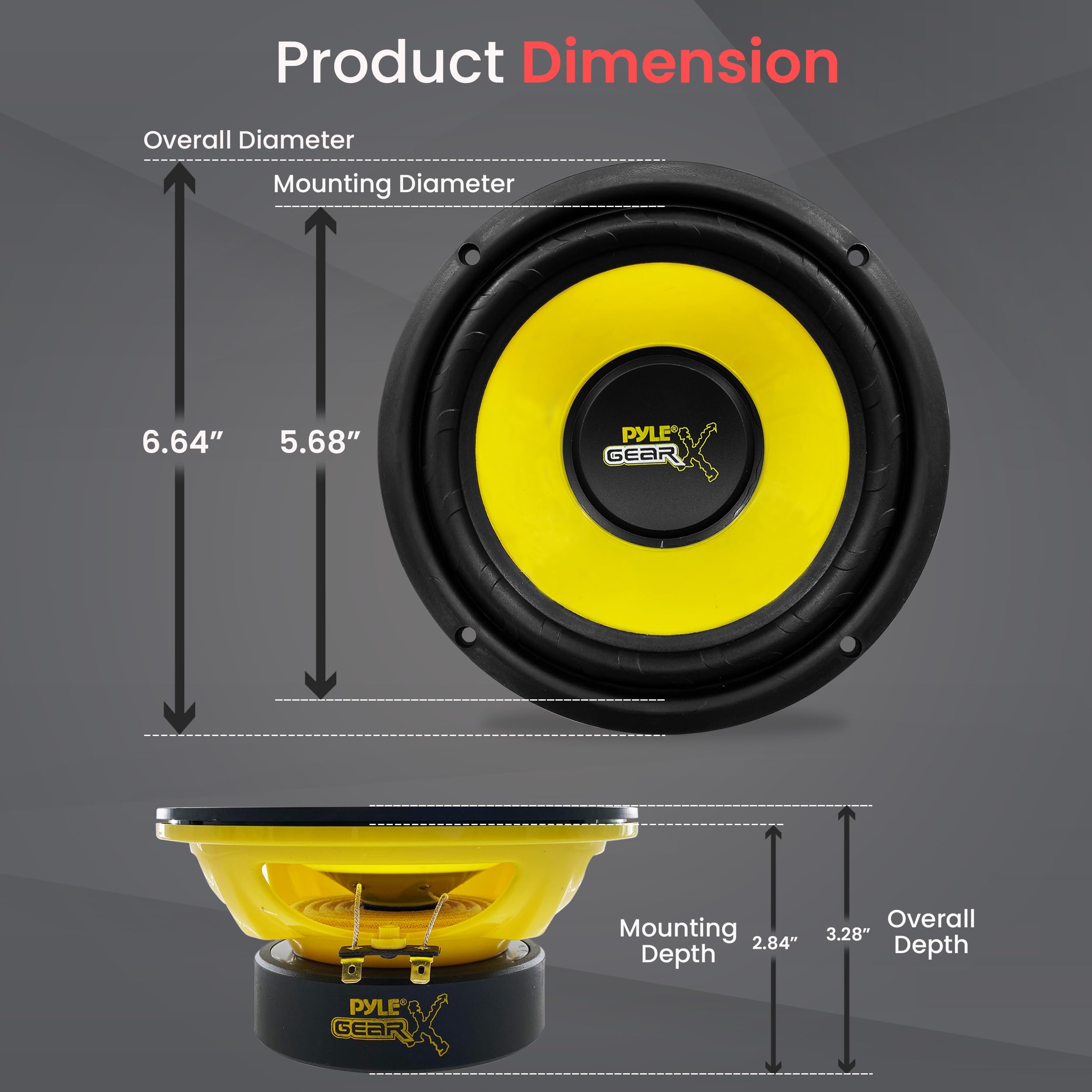 Pyle 6.5'' Midrange Speaker 150W Rms/300W Max 4 Ohm (Each)
