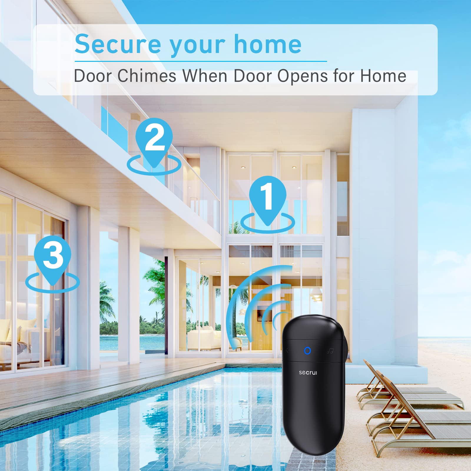 Door Chime, Door Sensor Chime For Door Opens   Door Ringer With 500Ft Operating Range 52 Chime 110Db Led Indicators  Entry Alert