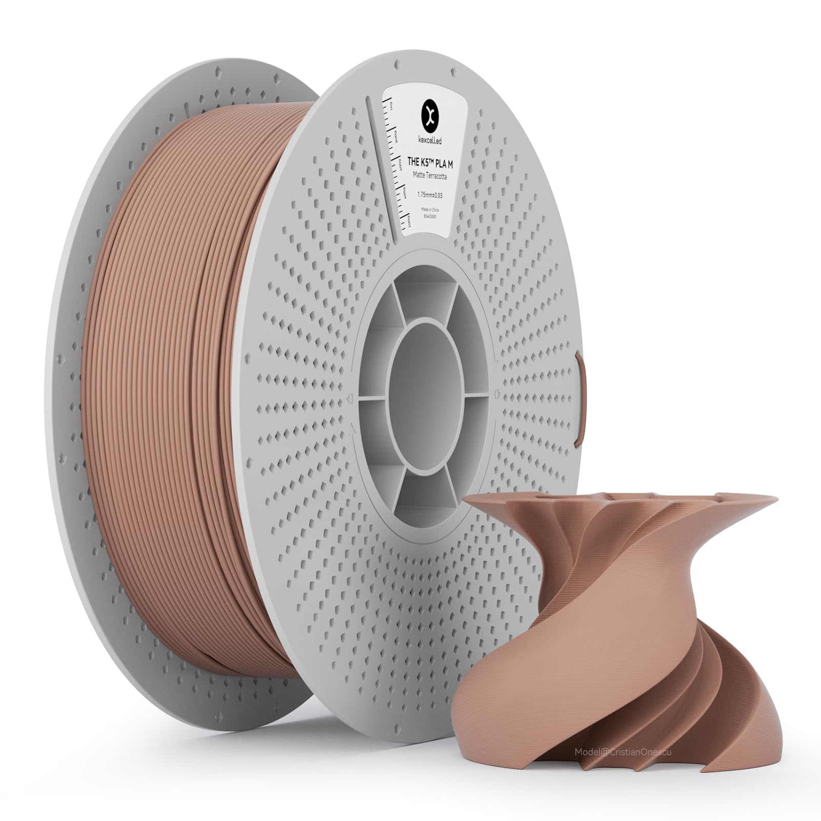 kexcelled Matte PLA Filament 1.75mm,Matte Terracotta PLA 3D Printer Filament 1kg Reusable Spool (2.2lbs) with +/-0.03mm Accuracy