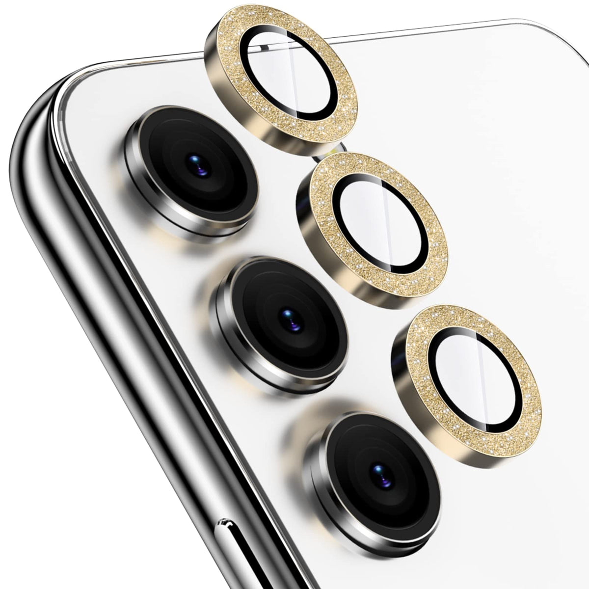 Ywxtw For Samsung Galaxy S23 / S23 Plus Camera Lens Protector, Bling Metal Individual Ring And 9H Tempered Glass Camera Screen P
