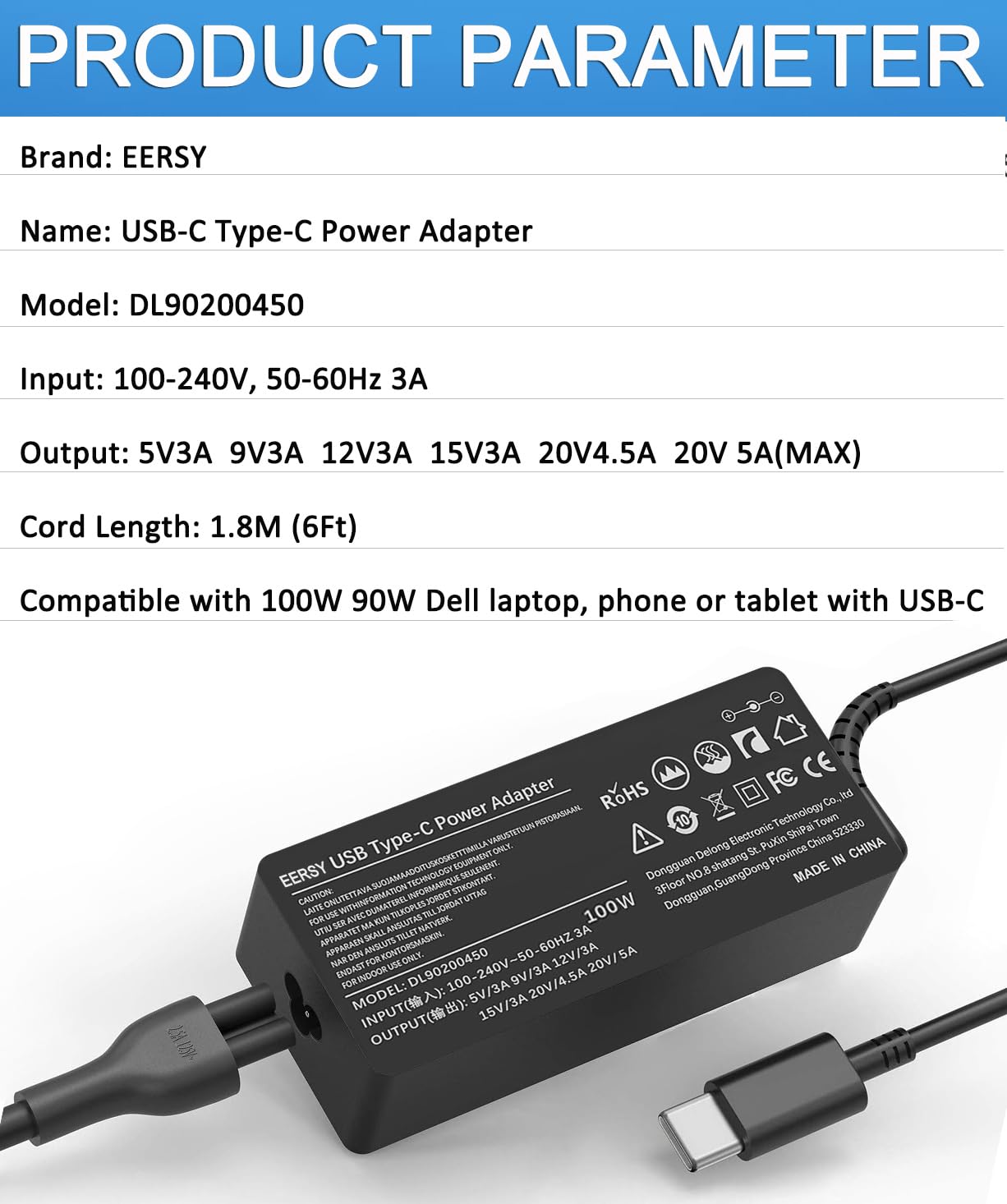 100W 90W Usb C Type C Charger For Lenovo Thinkpad Carbon X1 5Th 6Th Gen, Gx20M33579 4X20M26268 Ideapad 13' 720 P580 P500 Y400 Y500 Yoga 370 910 920 X280 X390 X395 Laptop Power Ac Adapter