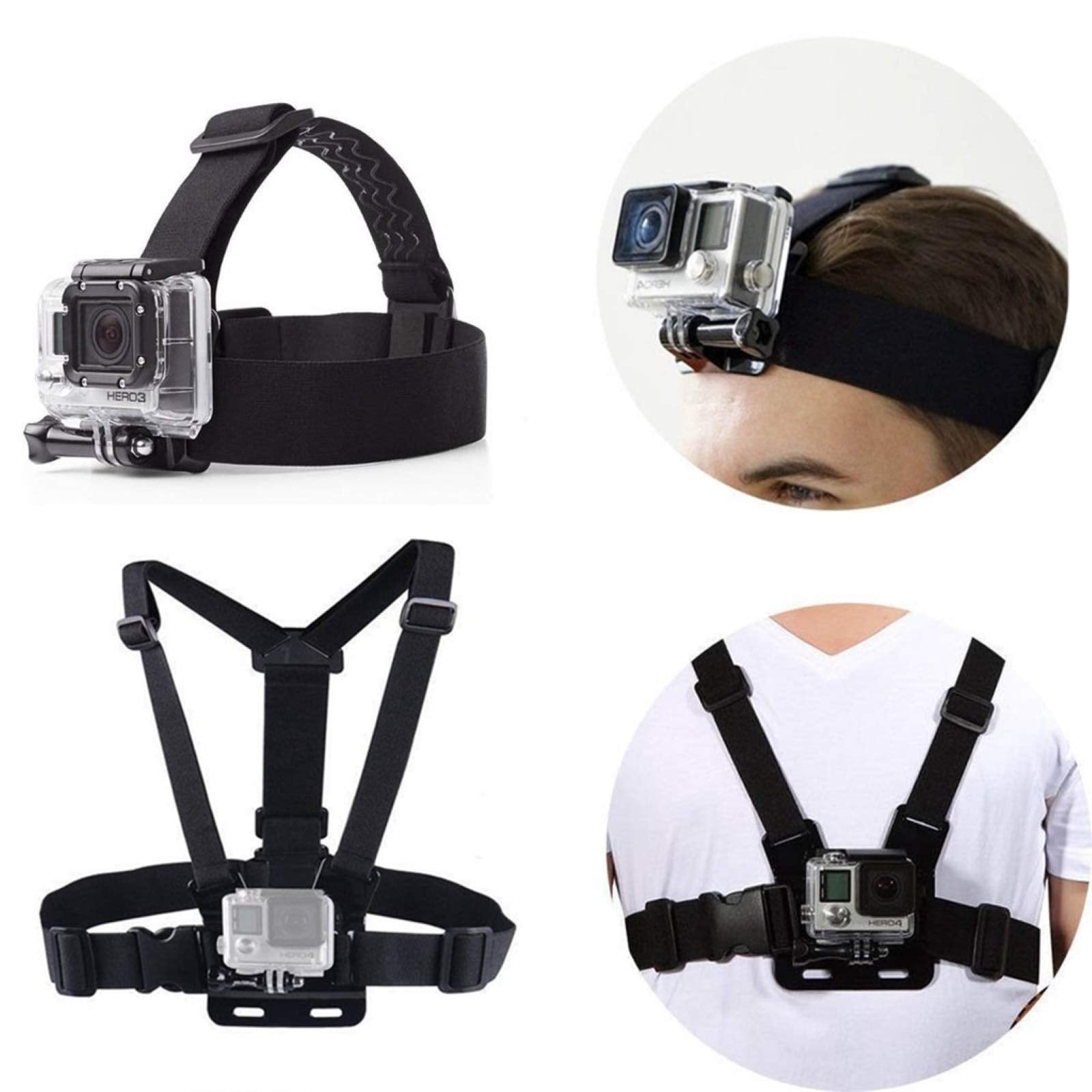 Dream Bull Chest Mount Harness Chesty Vest Head Mount Strap For Action Camera Compatible With Gopro Hero 12,11,10,9,8,Max,Go Pro