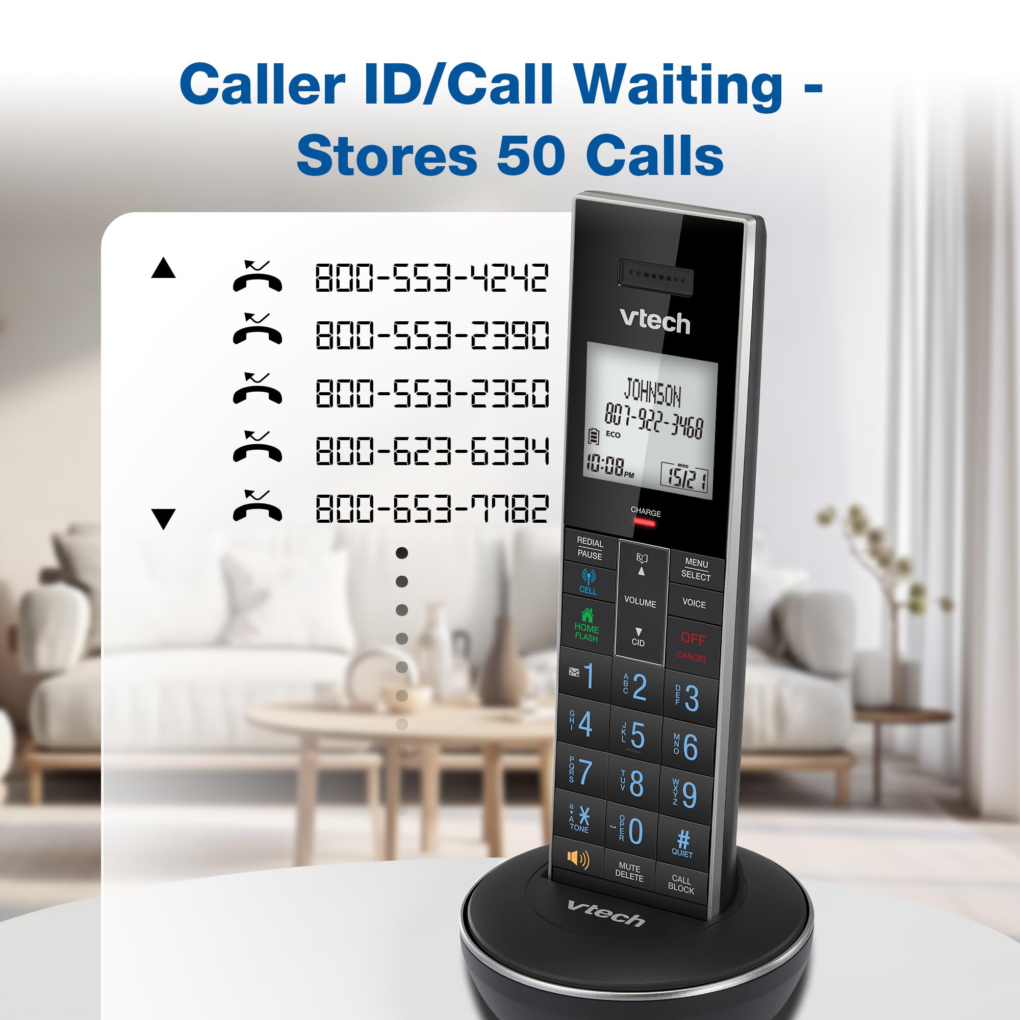 Vtech Ls6331 2 Expandable Cordless Phone 2 Handsets With Dect 6.0 Desk/Wall Mountable Transmitter, Bluetooth Connect To Cell, Fu