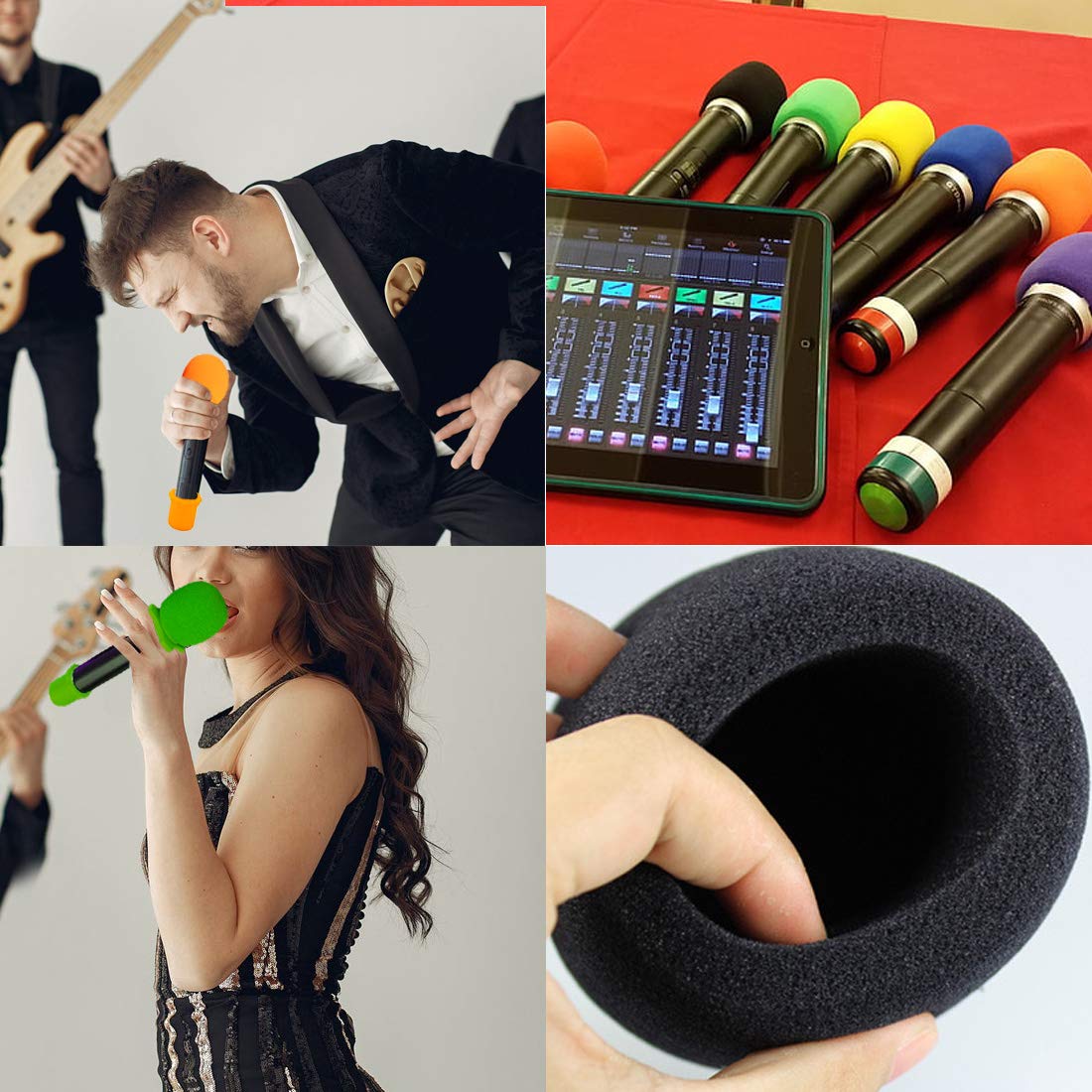 Tunan 9Pcs Handheld Microphone Protection, Silicone Ring, Bottom Rod Sleeve Holder, Windscreen Foam Cover For Ktv Device, Shakep