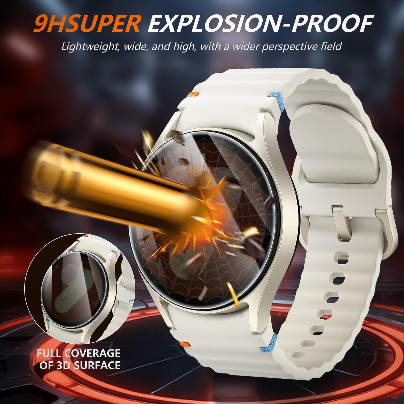 Suoman 4 Pack For Samsung Galaxy Watch 6/7/Fe 40Mm Privacy Screen Protector, [Anti Peeping] 9H Hardness Ultra Thin Tempered Glas