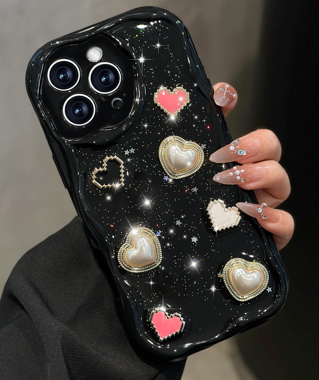 Toycamp for iPhone 16 Pro Max Case Cute - Women Girly Girls Glitter Phone Cover 16 ProMax Kawaii Sparkle Bling Shine Aesthetic P