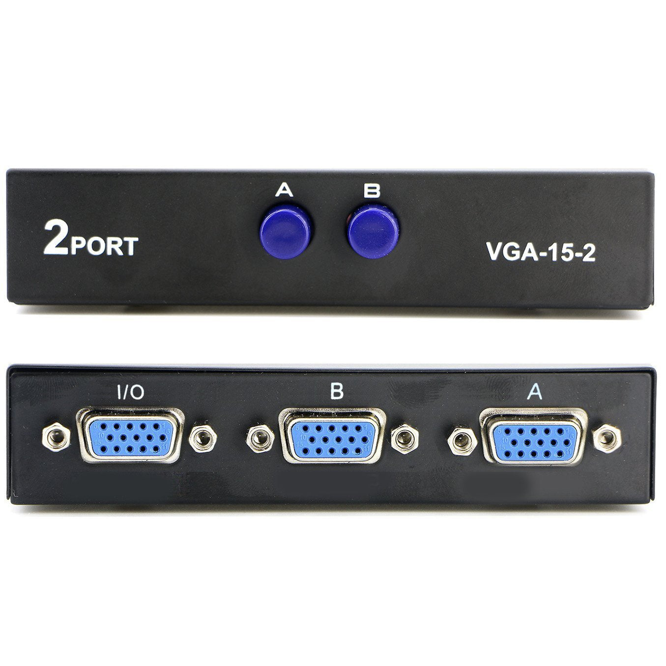 Pasow Vga 2 In 1 Out 2 Port Vga Switch Press Button Two Way Vga Vedio Switch For Pc Tv Monitor  Black