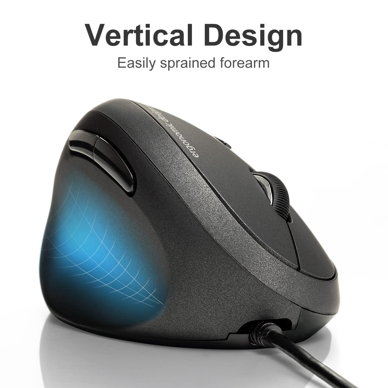 Sanwa Wired Left Handed Ergonomic Mouse, Optical Vertical Mice, For Small Hands, Reduce Wrist Strain,1000/1600/2400/3200 Adjustable Dpi, 6 Buttons, Compatible With Laptop, Desktop, Windows, Mac,Black