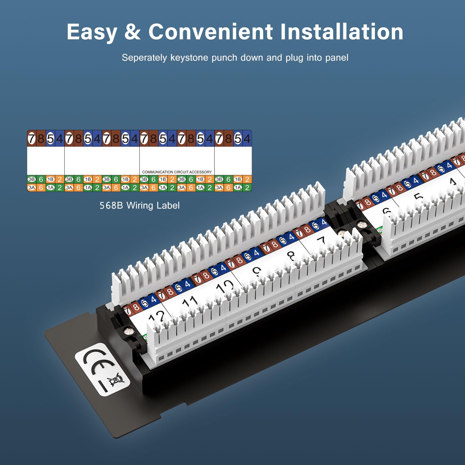 Iwillink 10Gbps Patch Panel 12 Port, Mini 12 Port Vertical Cat6 Patch Panel With Wallmount Bracket Included And 89D Bracket, 568