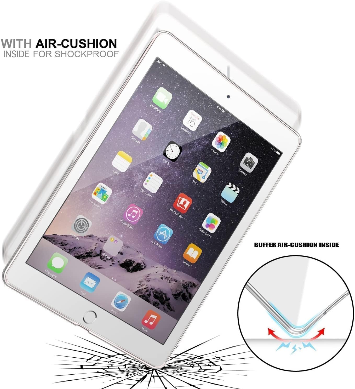 Asgens Case For Ipad Pro 9.7 Inch Black Clear, Silicone Case Flexible Soft Tpu Shockproof Tablet Computer Case For Ipad Pro 9.7