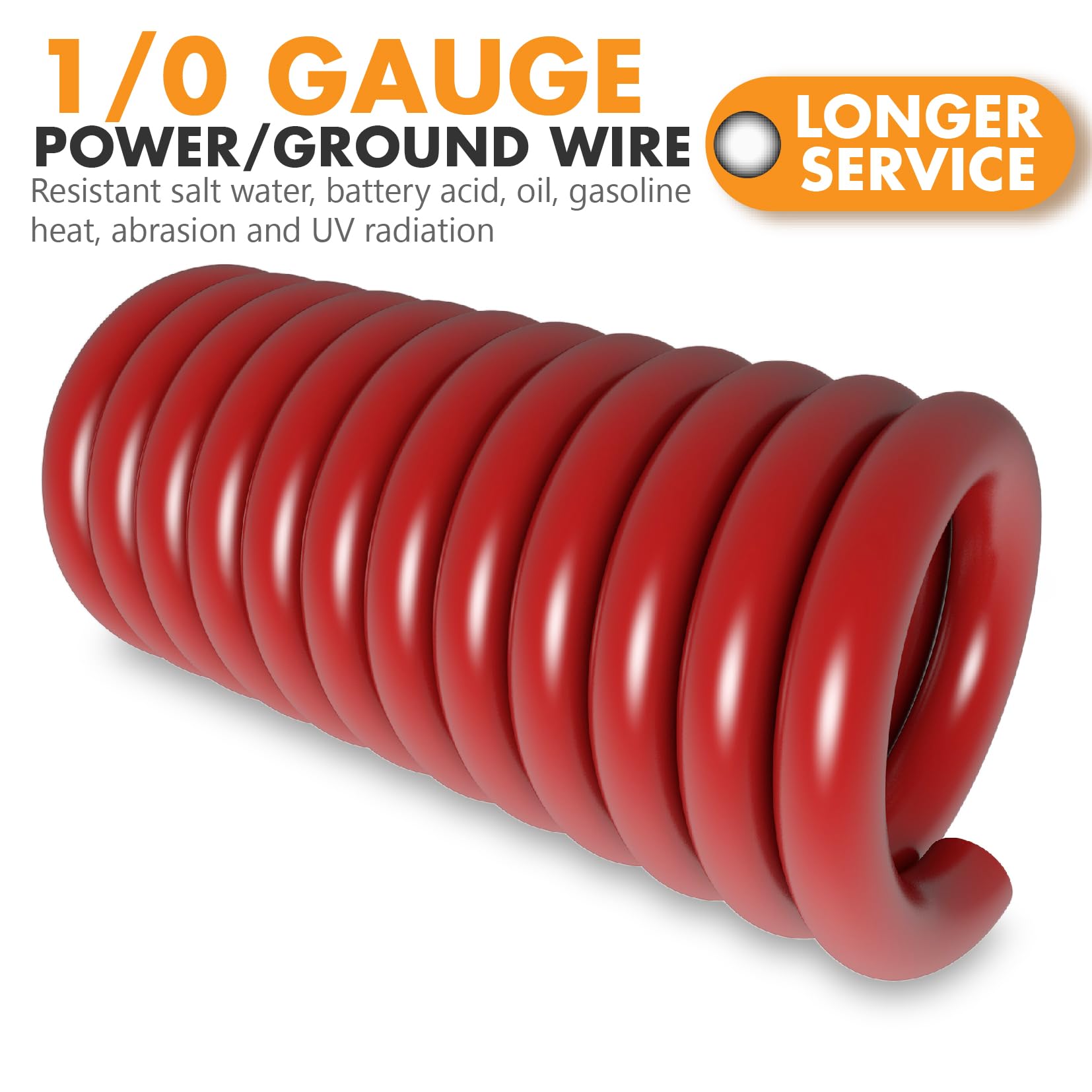 1/0 Gauge Wire (20Ft) Copper Clad Aluminum Caa Car Amplifier Power & Ground Cable,Primary Automotive Wire, Battery Cable, Car Au