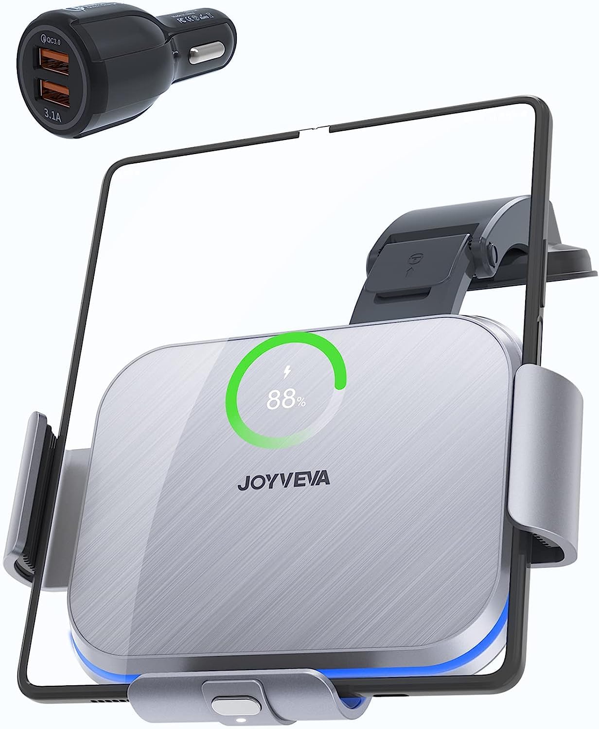 Joyveva Dual Coil Wireless Car Charger For Galaxy Z Fold 5/Fold 4/Fold 3/Fold 2, Fast Charging Phone Holder For Galaxy Z Fold 2,