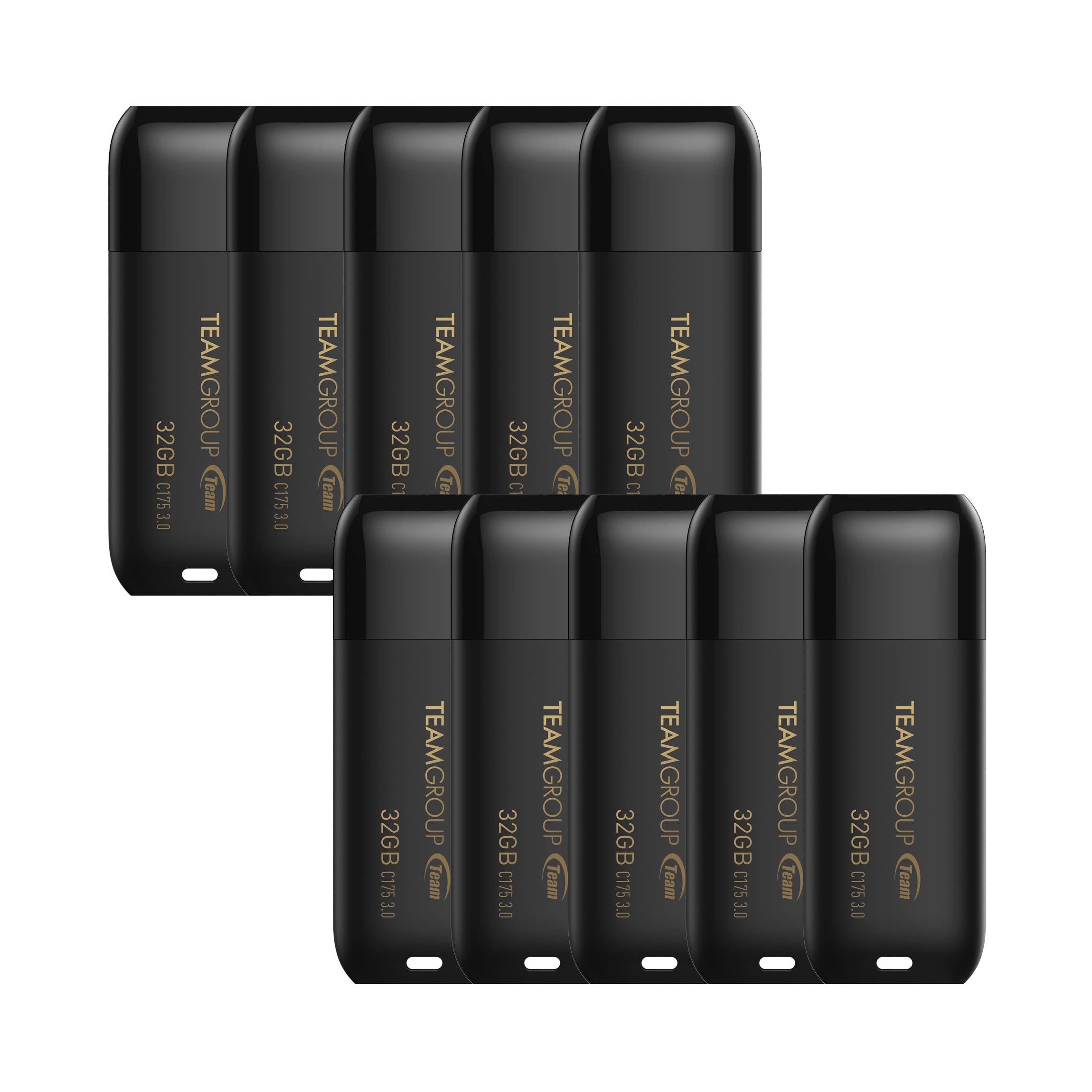 Teamgroup C175 32Gb 10 Pack Usb 3.2 Gen 1 (Usb 3.1/3.0) Flash Thumb Drive, External Data Storage Memory Stick Compatible With Computer/Laptop Matte Black Tc175332Gb23