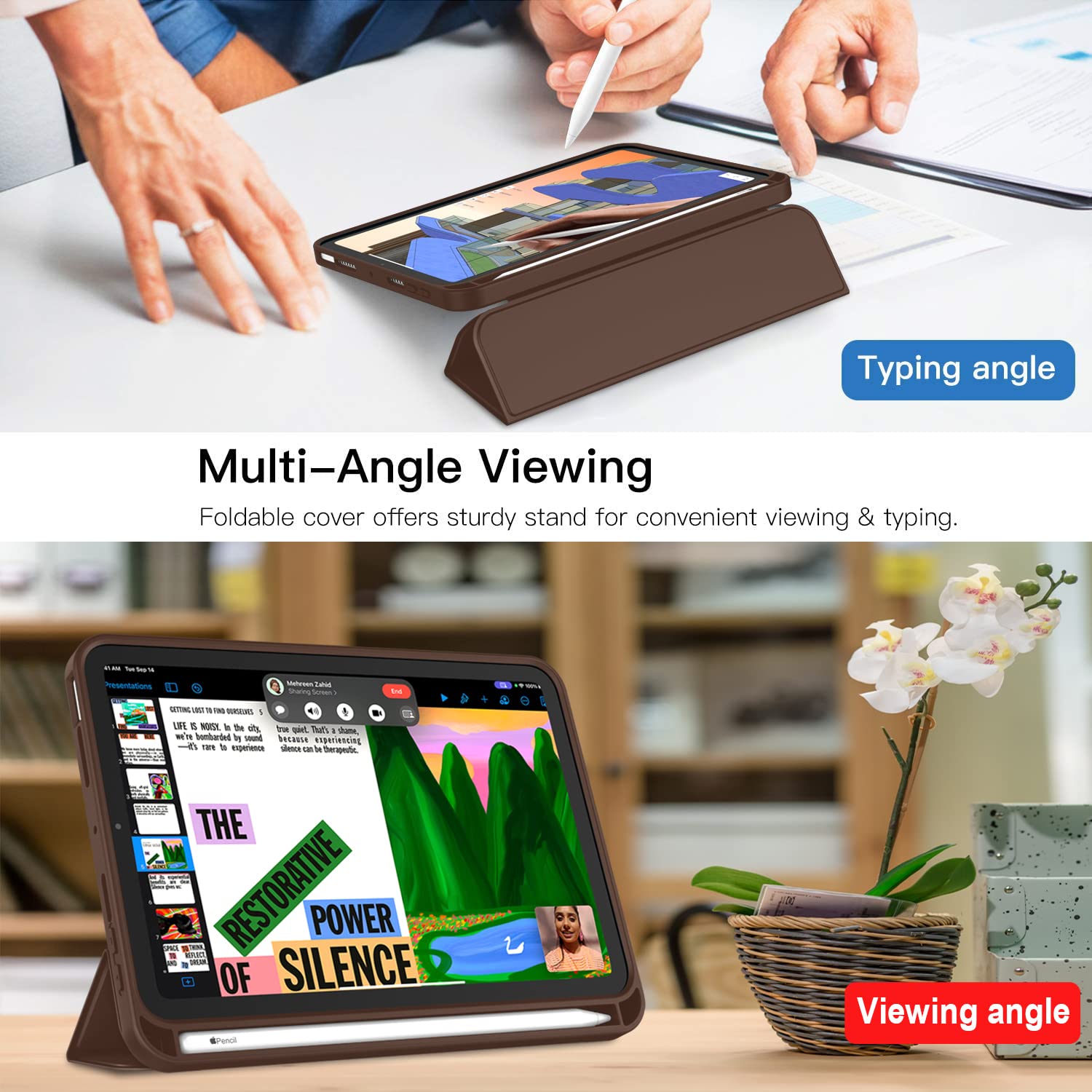 Imieet Ipad Mini 7 Case 2024 (A17 Pro), Ipad Mini 6 Case (8.3 Inch,2021 Model), Ipad Mini 7Th/6Th Generation Case With Pencil Holder, Trifold Stand Smart Case With Soft Tpu Back,Chocolate